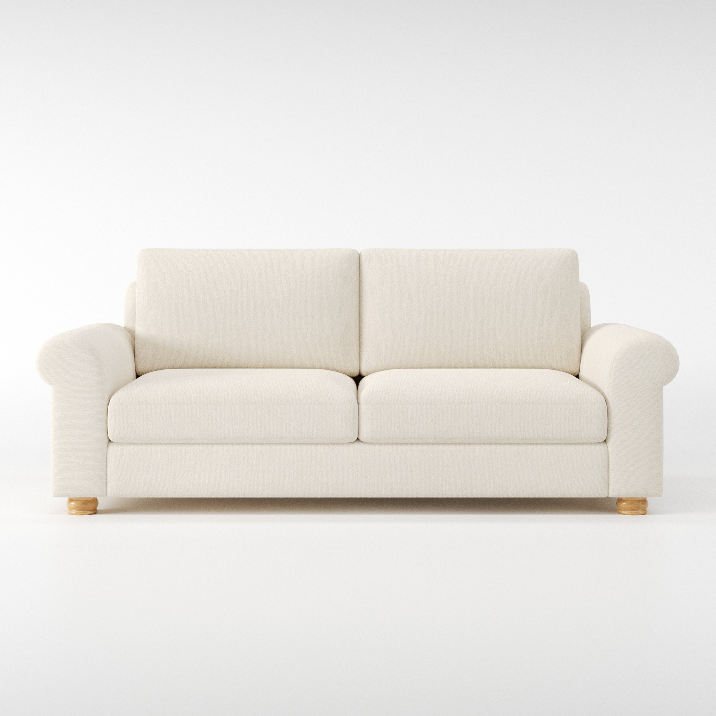 Anna Lee sofa in Kilda Boucle Cream shown front-on against a neutral studio backdrop.
