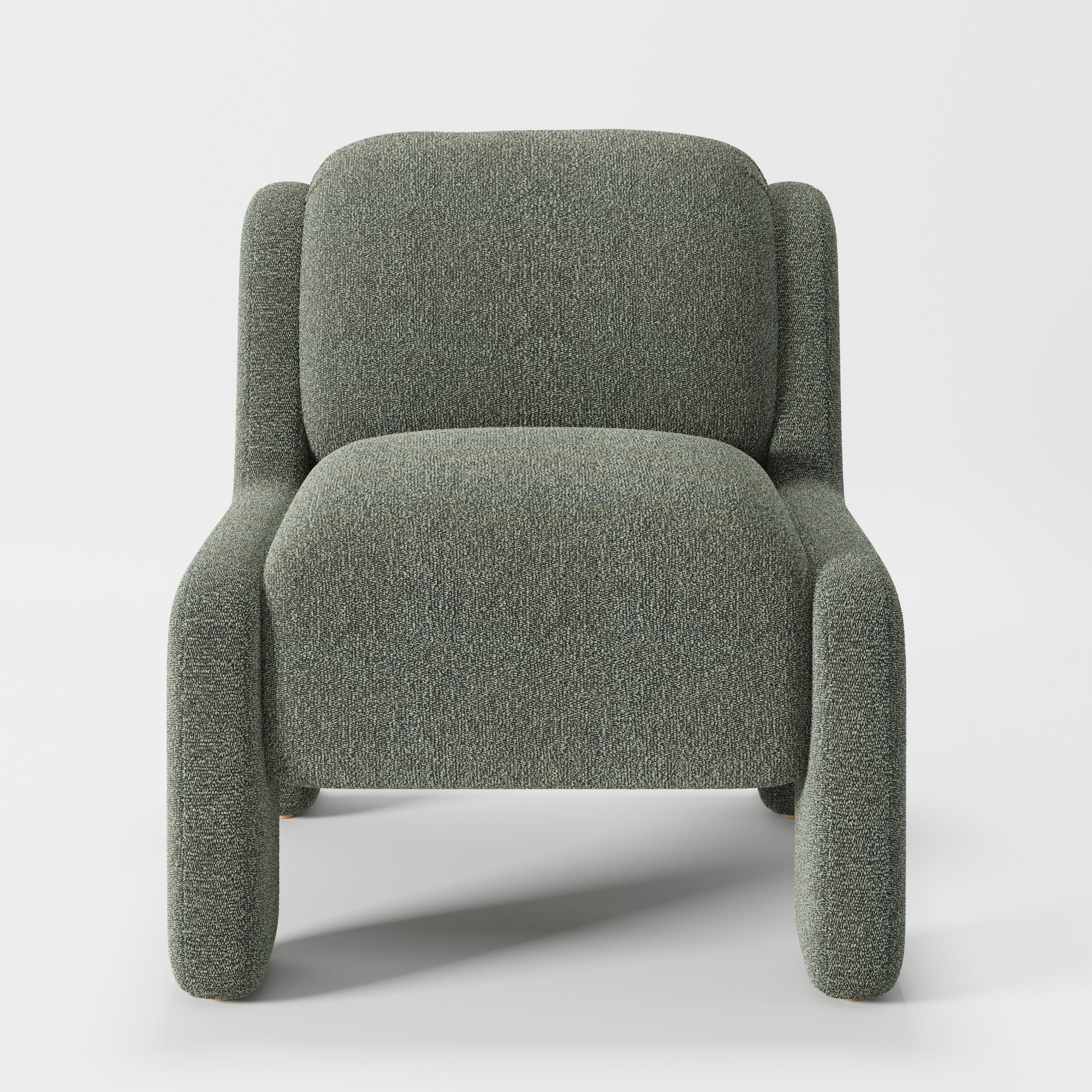 Inny armchair in Kilda Boucle Moss shown front-on against a neutral studio backdrop.