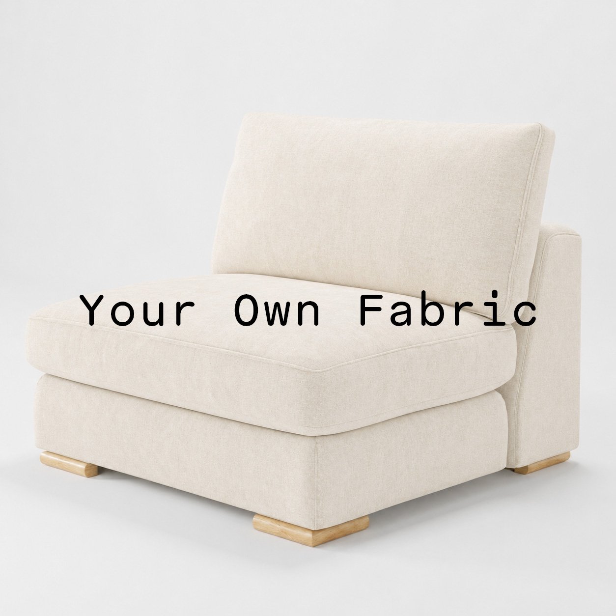 Diagonal view of the Olton single unit upholstered in customers own material calico cotton fabric.