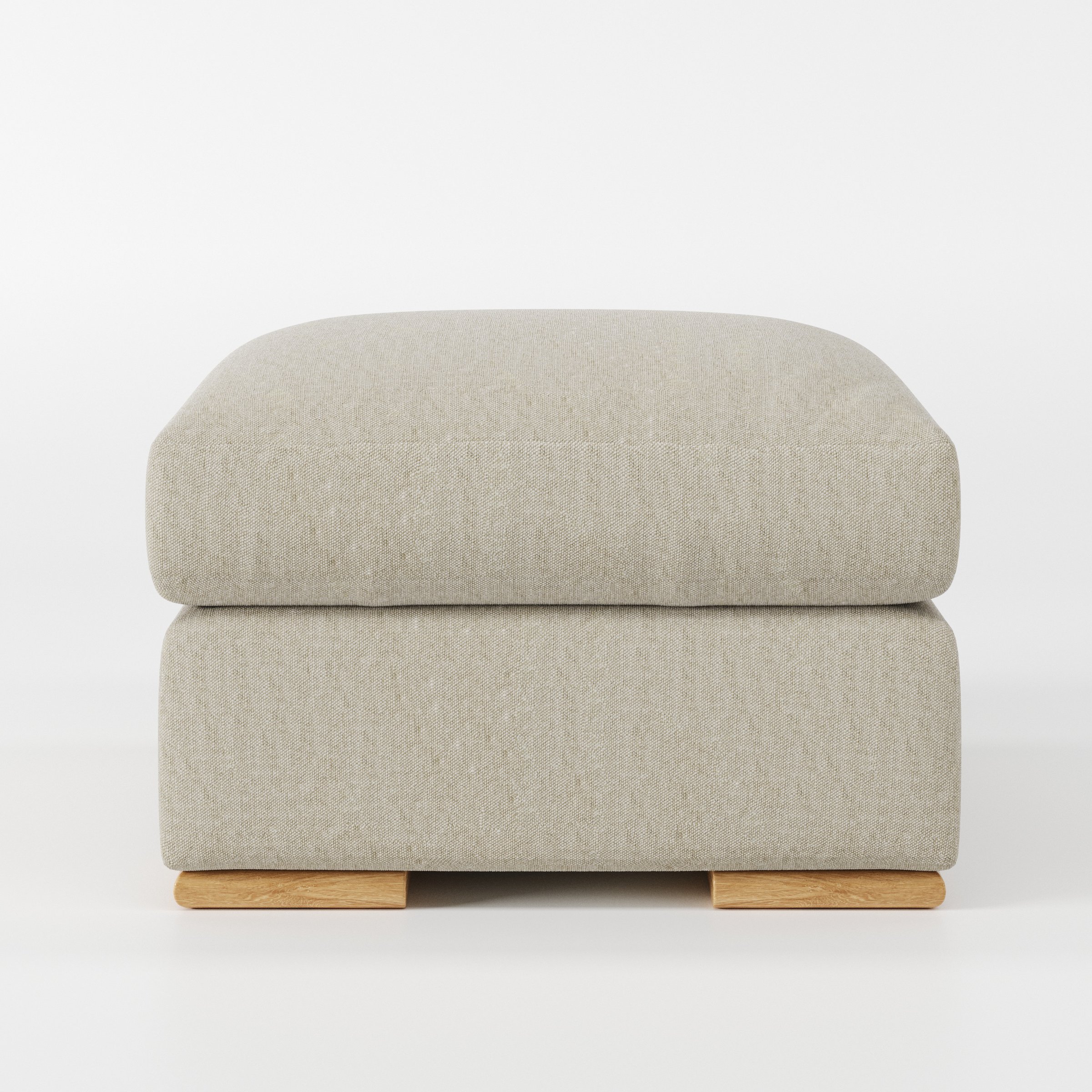 Moy footstool in Alderney Linen Oatmeal shown front-on against a neutral studio backdrop.