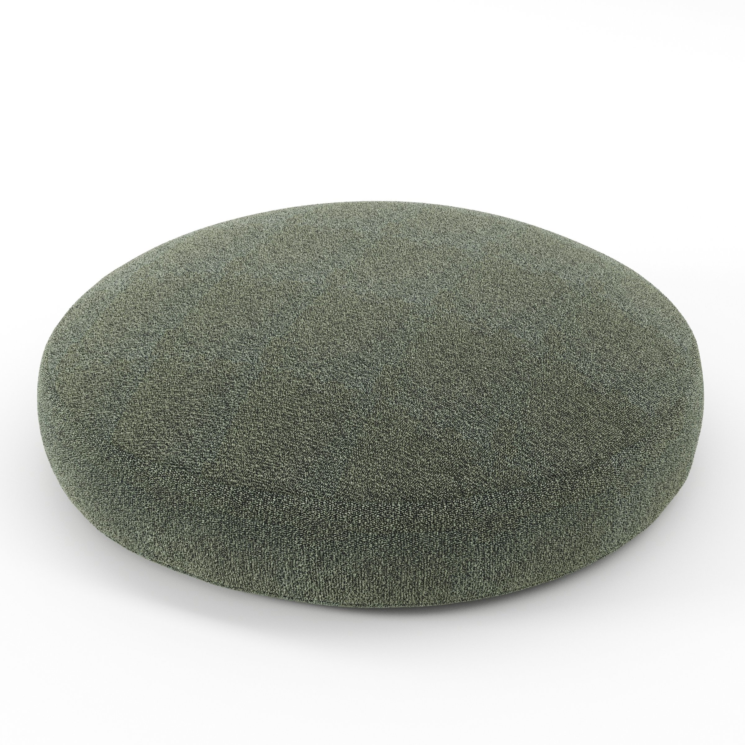 Halo cushion in Kilda Boucle Moss, round simple cushion in textured moss green boucle, size 60cm x 8.75cm