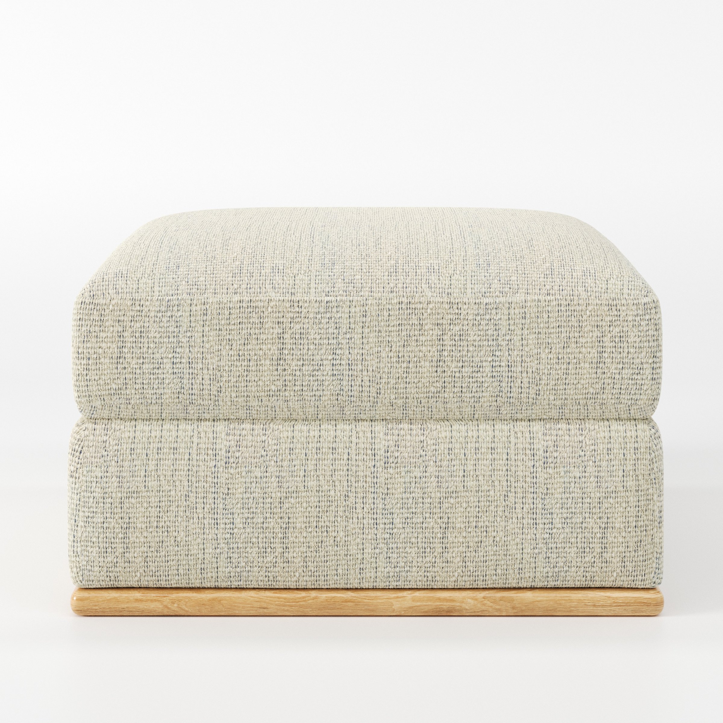 Cusher footstool in Orsay Boucle Cream and Marine shown front-on against a neutral studio backdrop.
