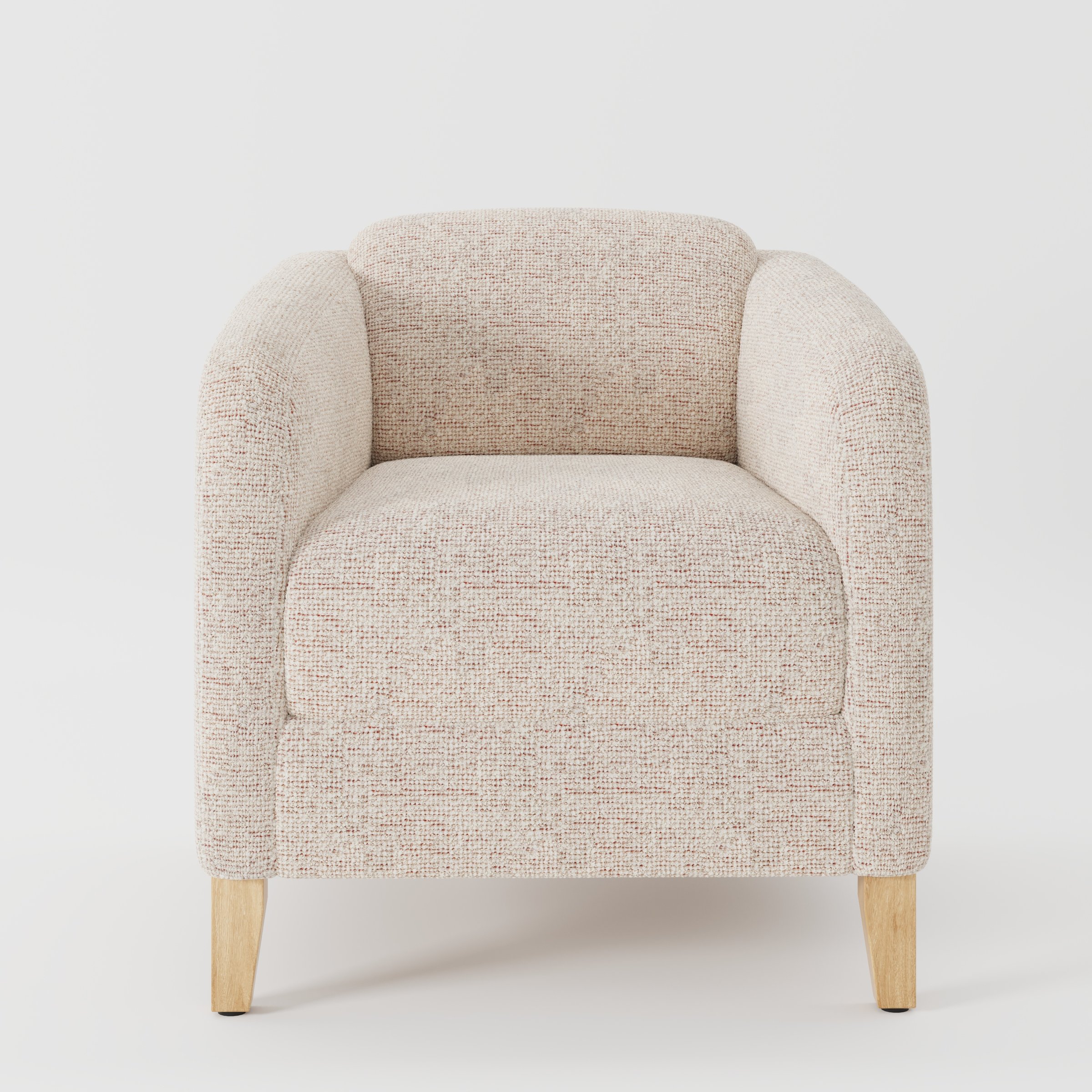 Erne armchair in Orsay Boucle Cream and Copper shown front-on against a neutral studio backdrop.
