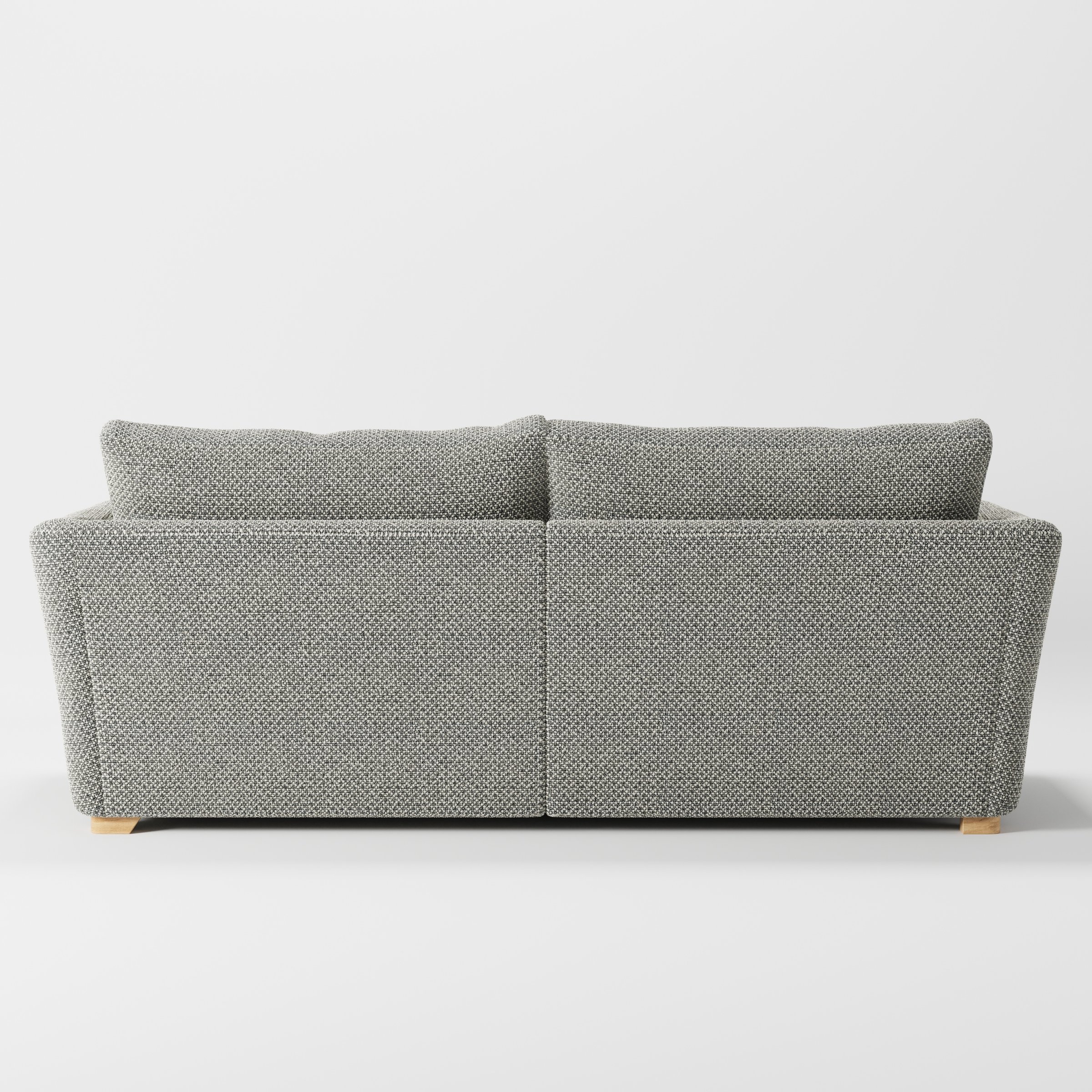 Stowe sofa in Rousay Wool Blend Tar and Chalk shown from the rear highlighting back cushions and upholstery finish.