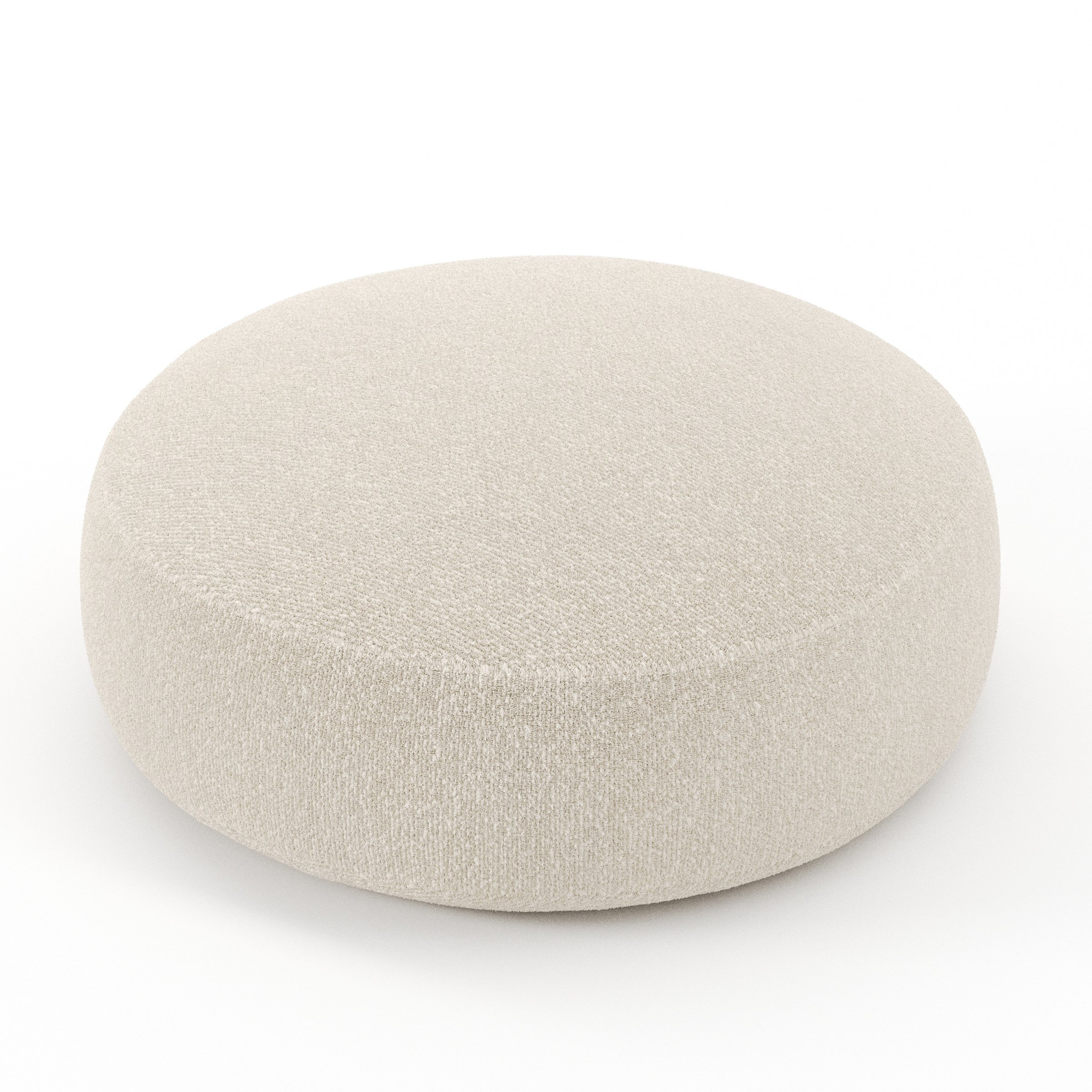 Halo cushion in Kilda Boucle Cream, round simple cushion in soft cream boucle with gentle texture, size 40cm x 8.75cm