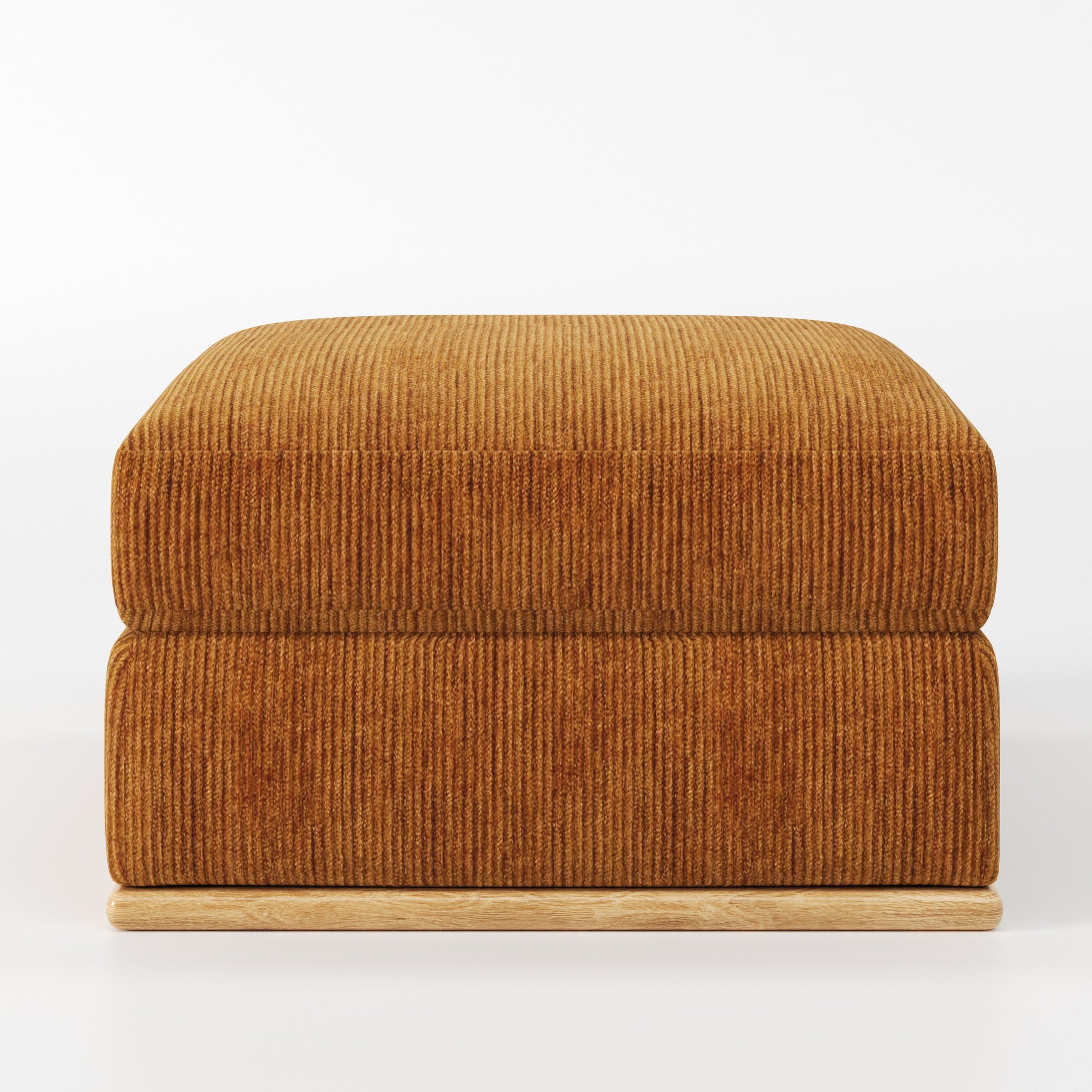 Cusher footstool in Caldey Velvet Corduroy Tobacco shown front-on against a neutral studio backdrop.