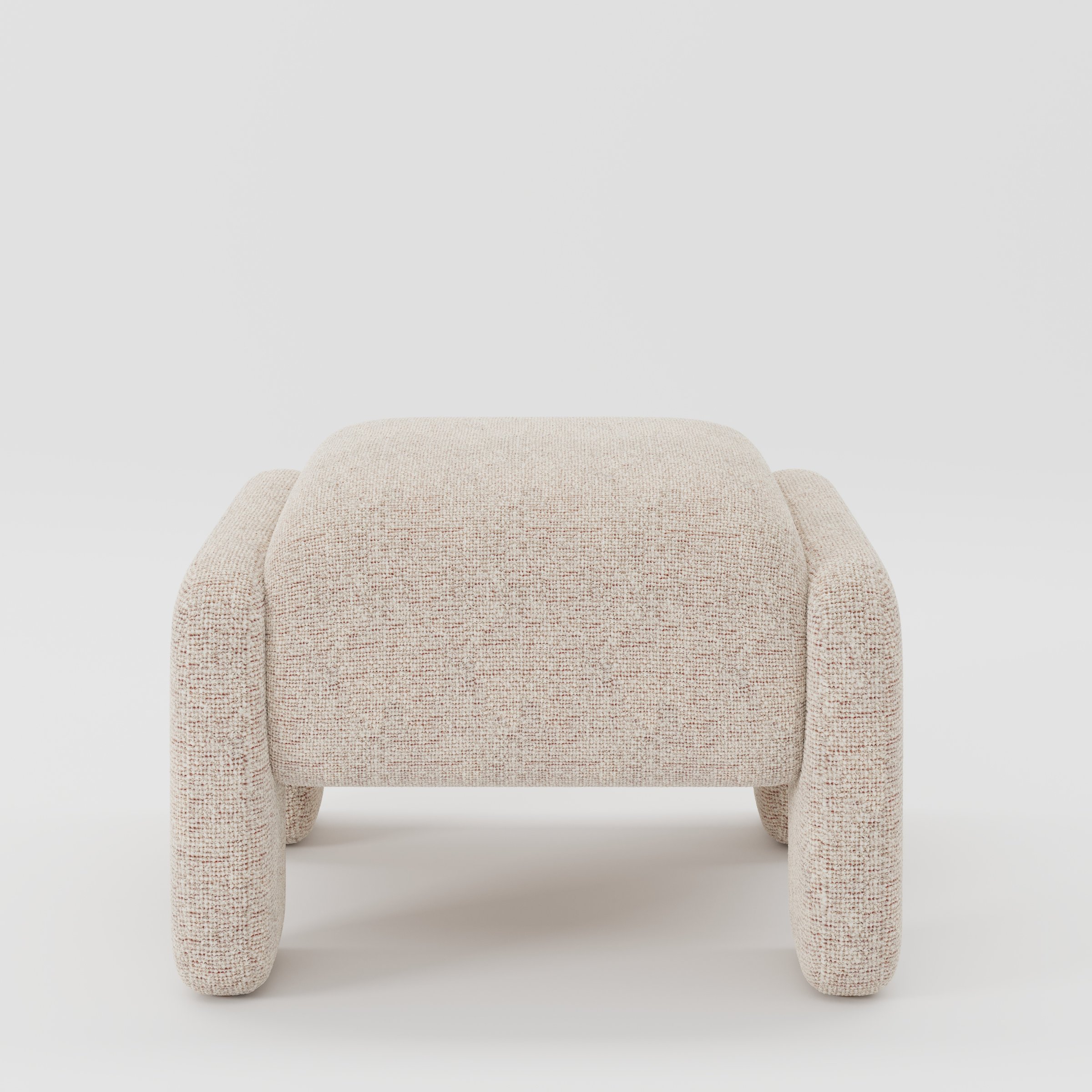 Inny footstool in Orsay bouclé cream and copper fabric, front view showing rounded upholstered form and textured finish