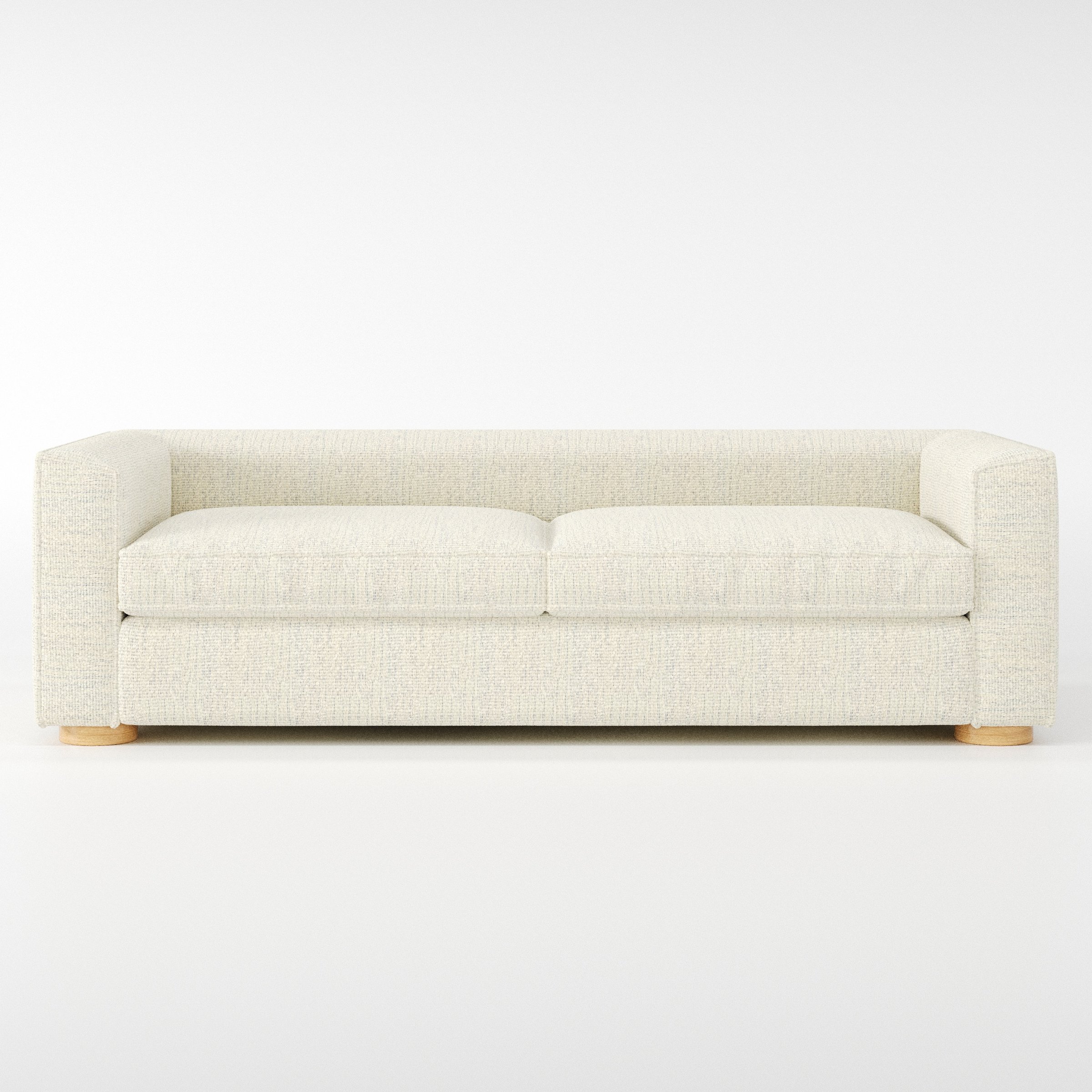 Feale sofa in Orsay Boucle Cream and Marine shown front-on against a neutral studio backdrop.