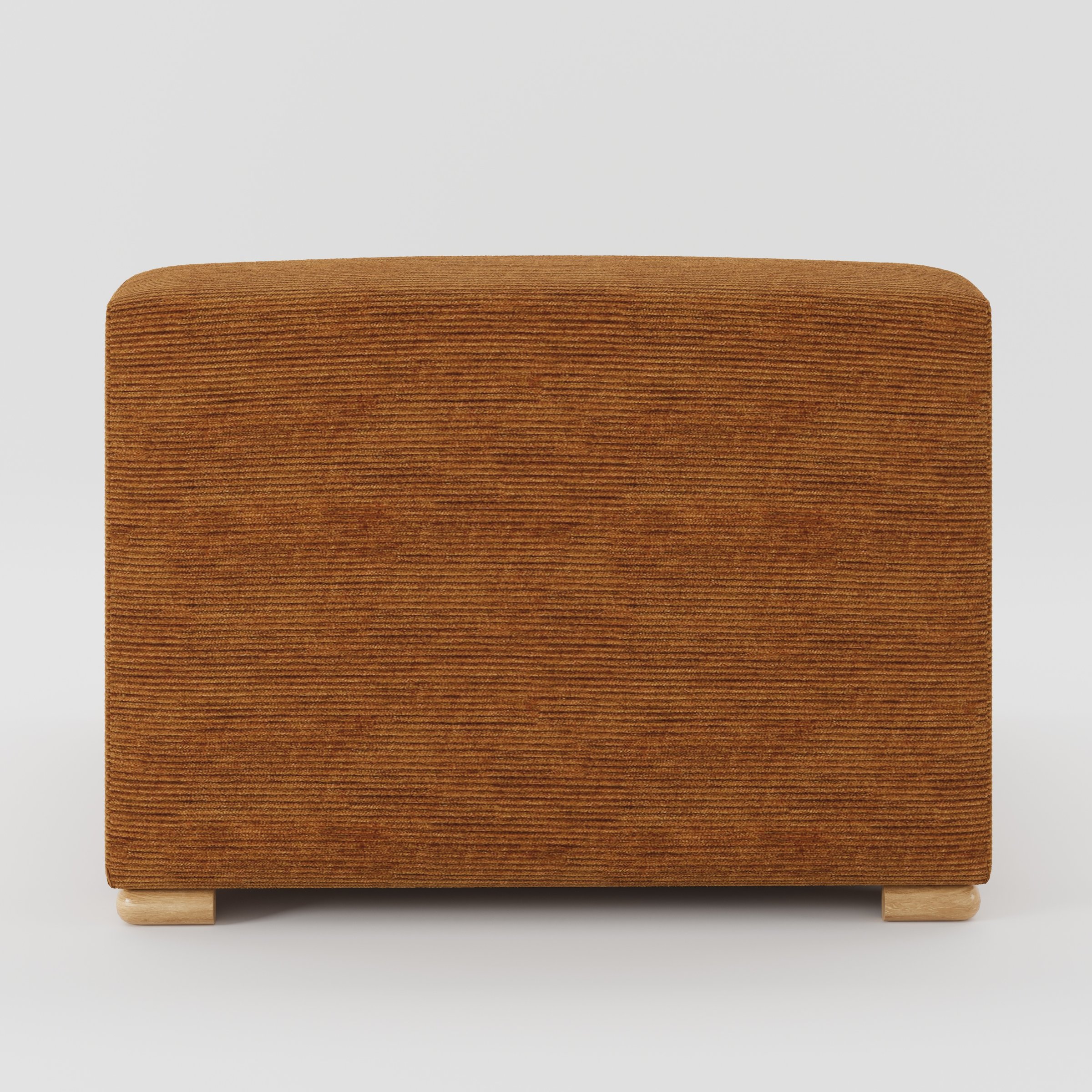 Tay single sofa unit in Caldey Velvet Corduroy Tobacco shown from the back with a clean, softly curved silhouette and timber feet.