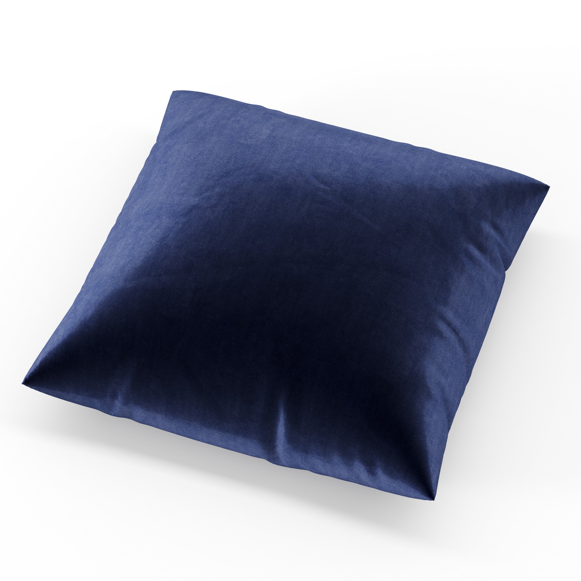 Block cushion in Noss Velvet Navy, square simple cushion in rich navy velvet with clean edges and soft structure, size 50cm x 50cm