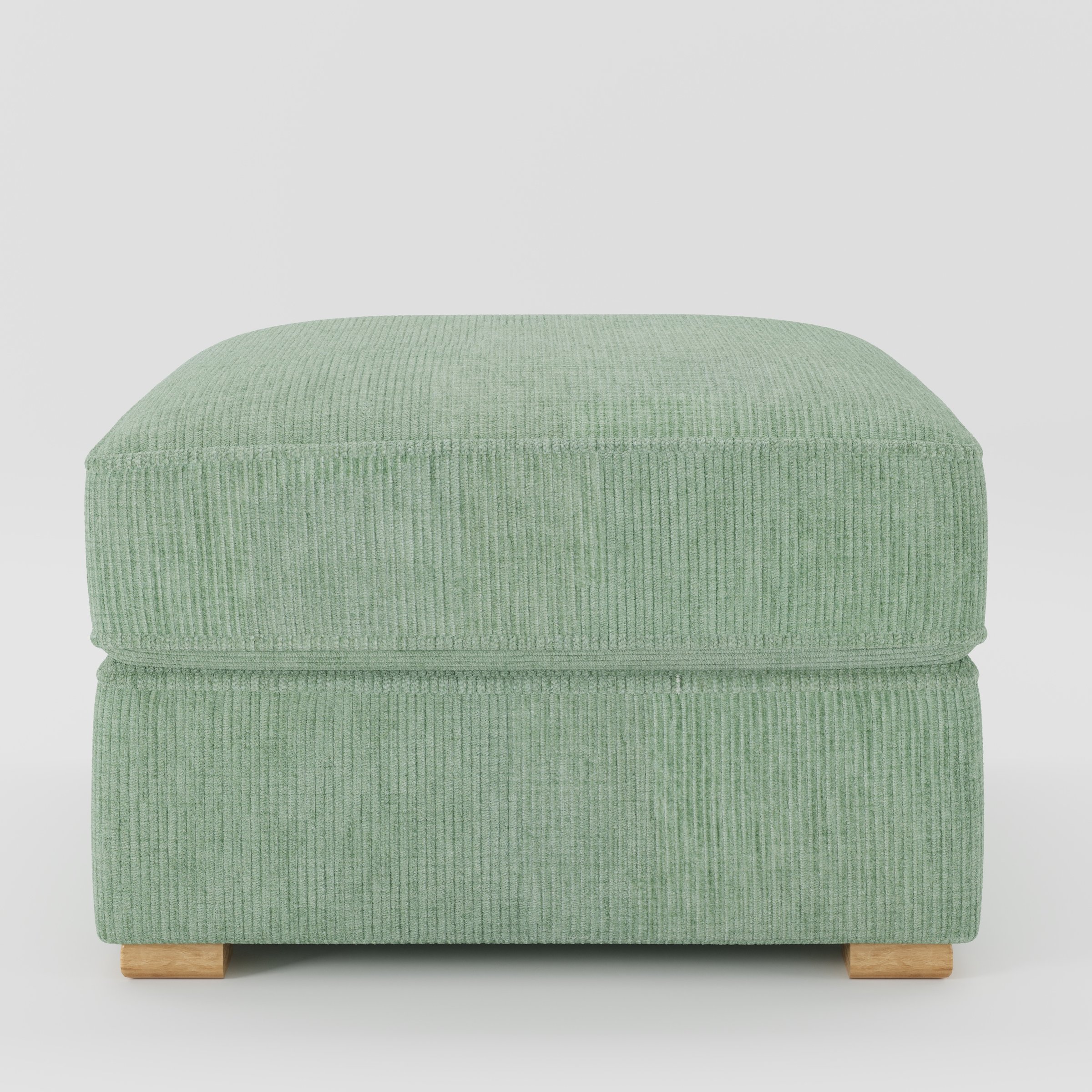 Cashel footstool in Caldey Velvet Corduroy Eucalyptus shown front-on against a neutral studio backdrop.