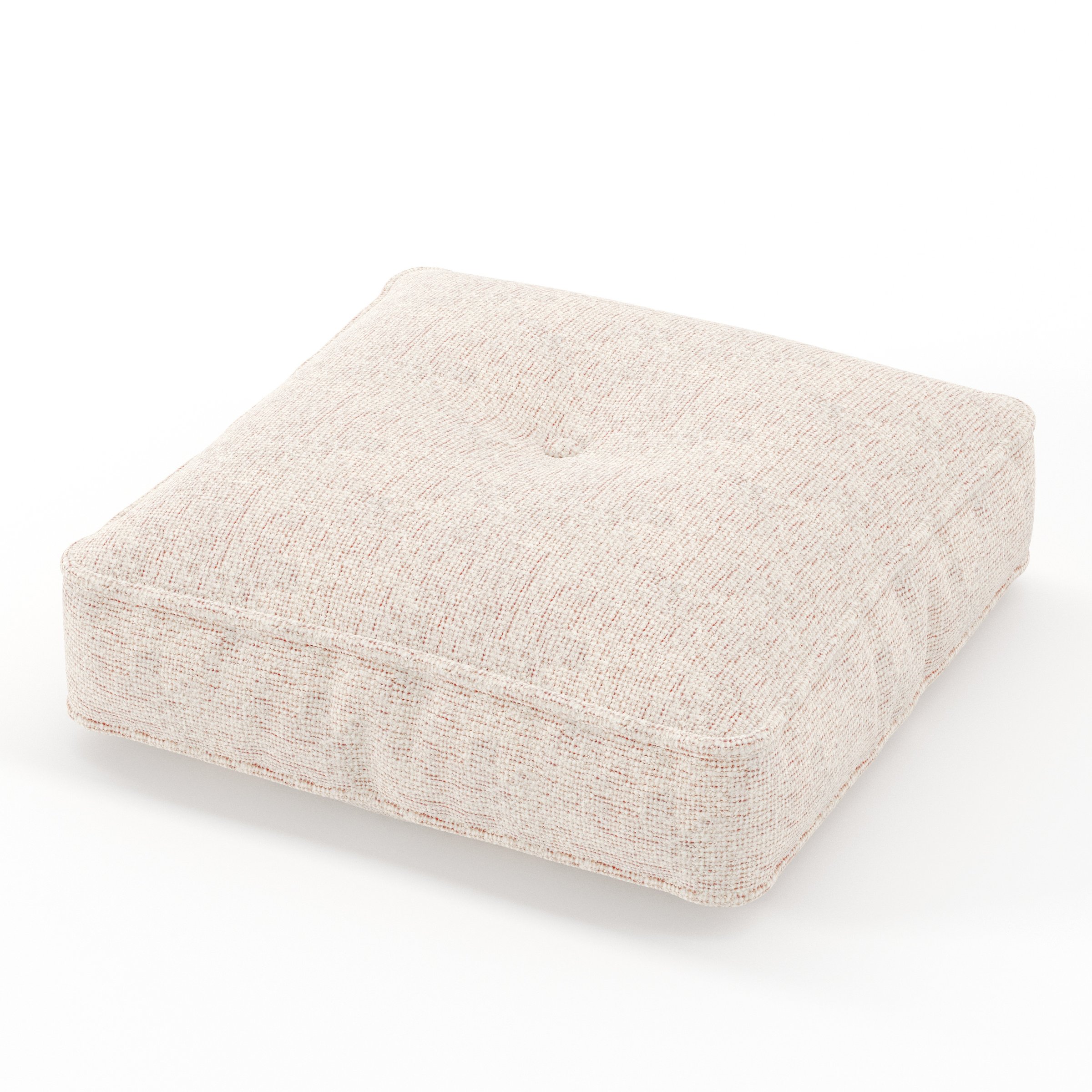 Base cushion in Orsay Boucle Cream and Copper, square tufted cushion with border and piping in textured boucle with cream and copper tones and central tuft, size 40cm x 40cm x 8.75cm