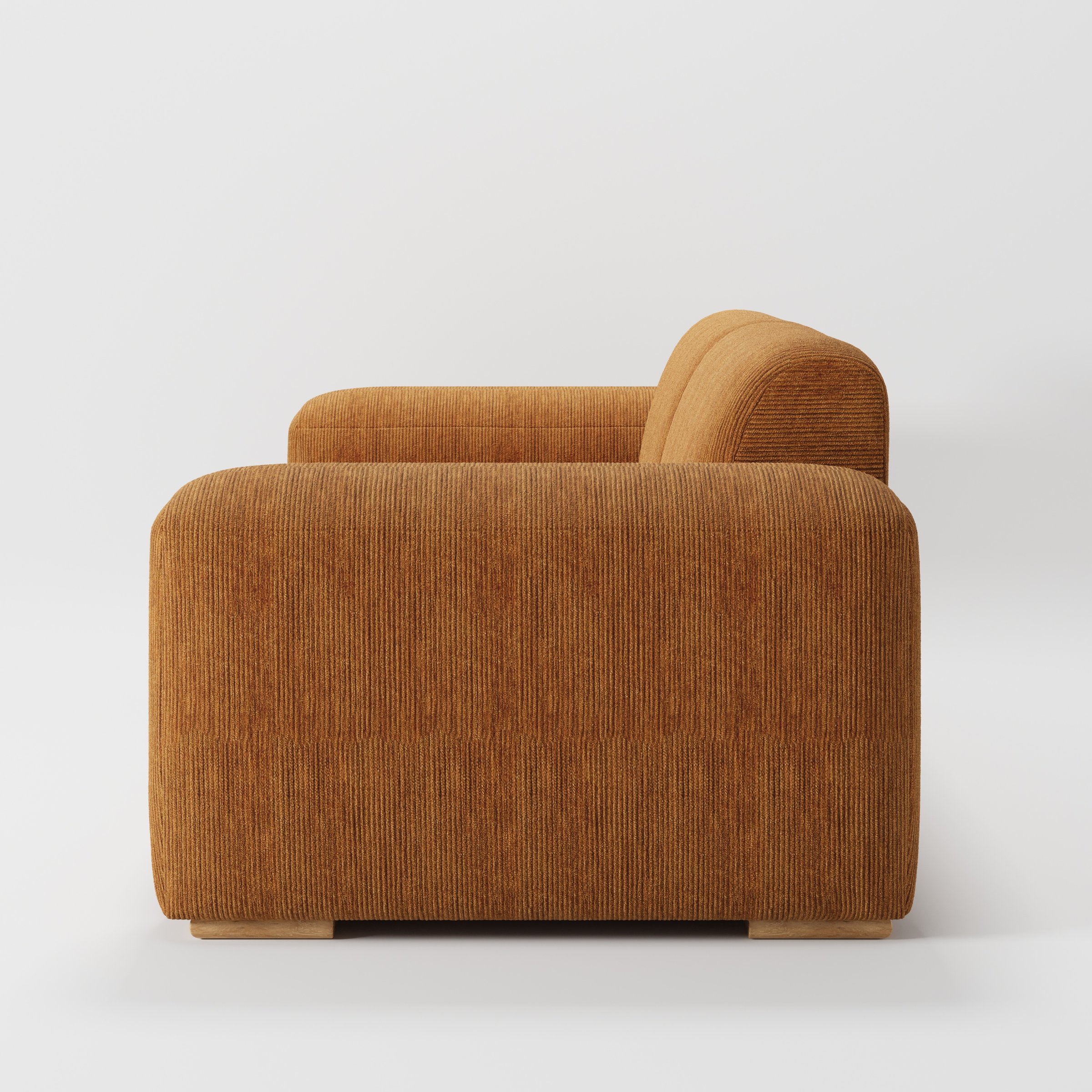 Darwell sofa in Caldey Velvet Corduroy Tobacco shown in side profile displaying proportions and overall silhouette.