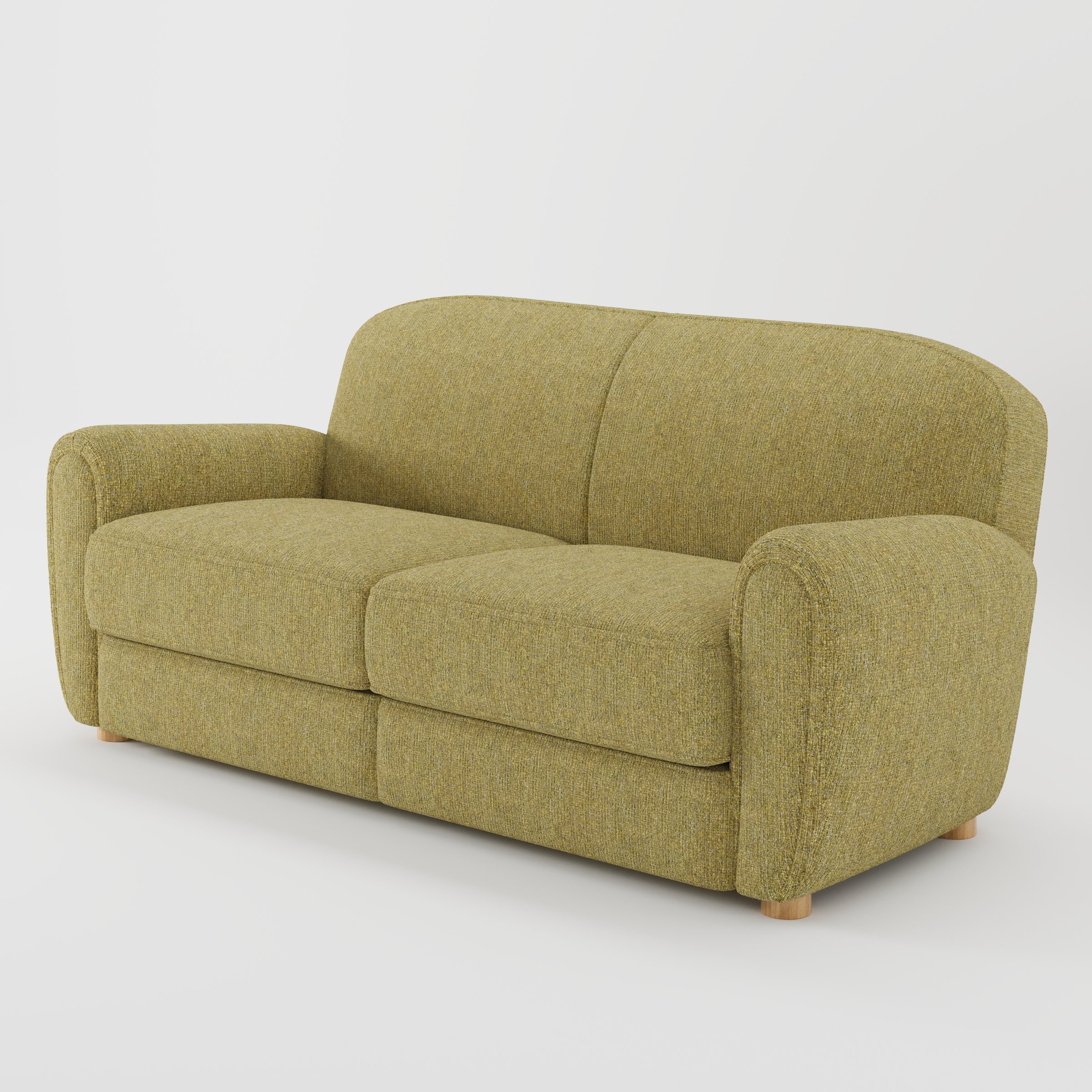 Fergus sofa in Heyling Tweed Sencha shown at a diagonal angle highlighting arm profile and seat depth.