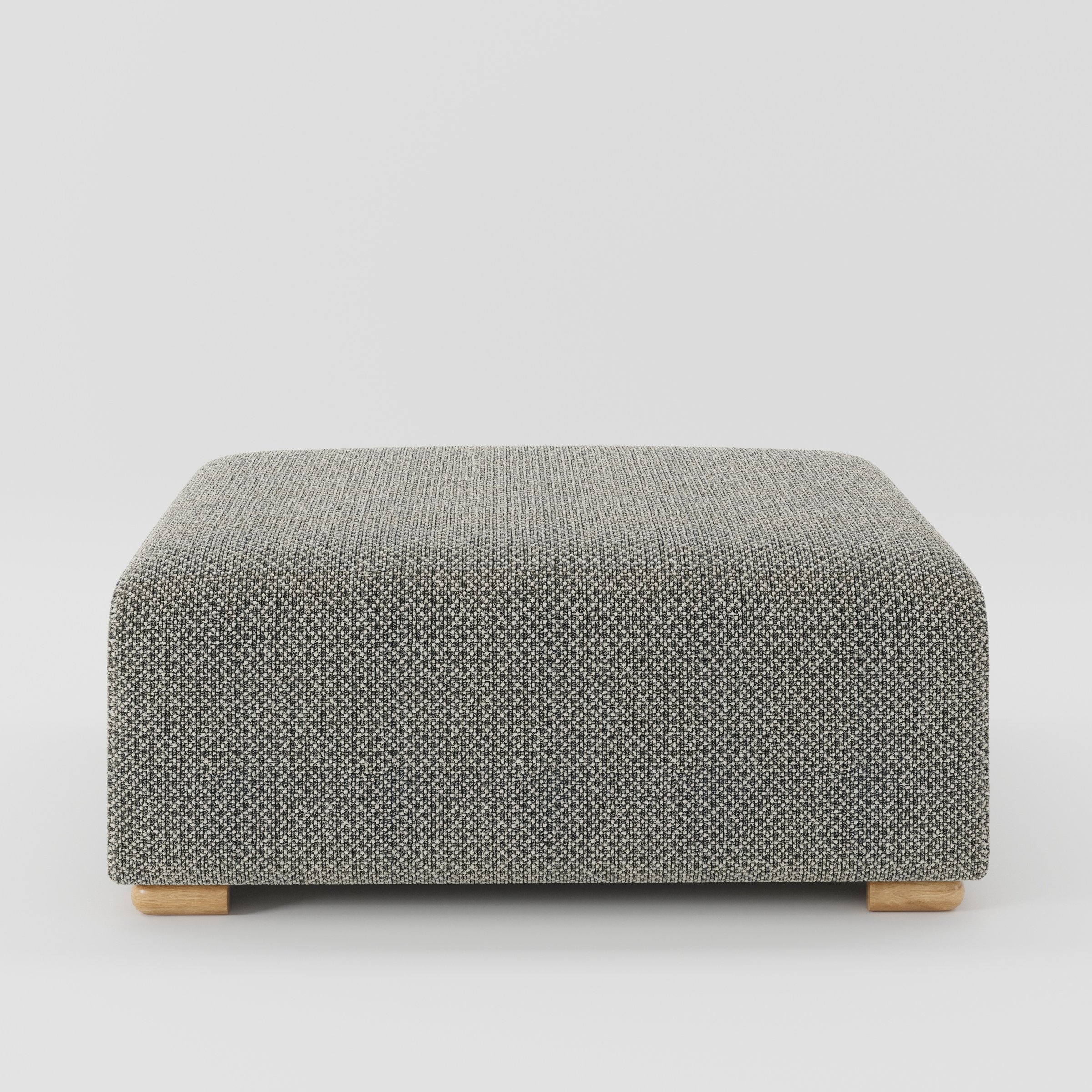 Tay footstool in Rousay Wool Blend Tar and Chalk shown front-on against a neutral studio backdrop.