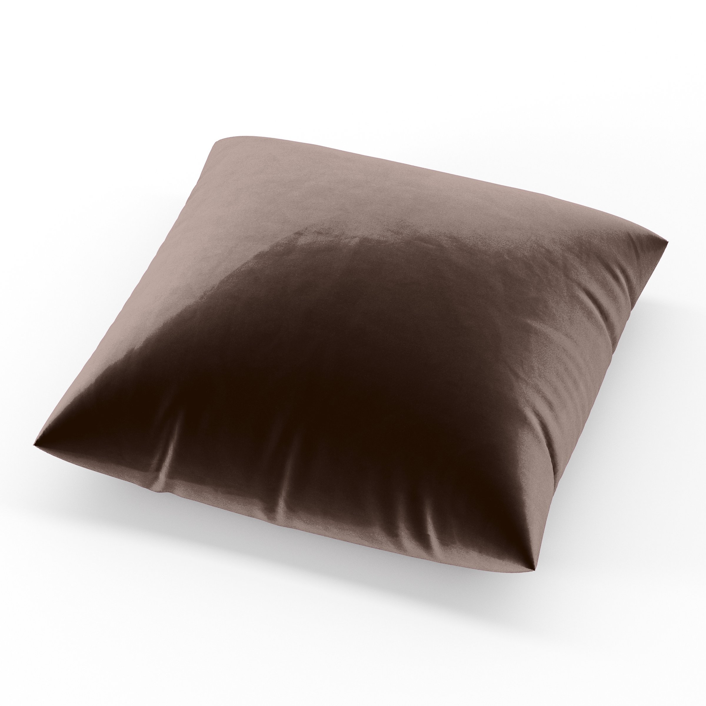 Block Cushion square cushion upholstered in Plush EasyClean Velvet in Mole, size 60cm x 60cm.