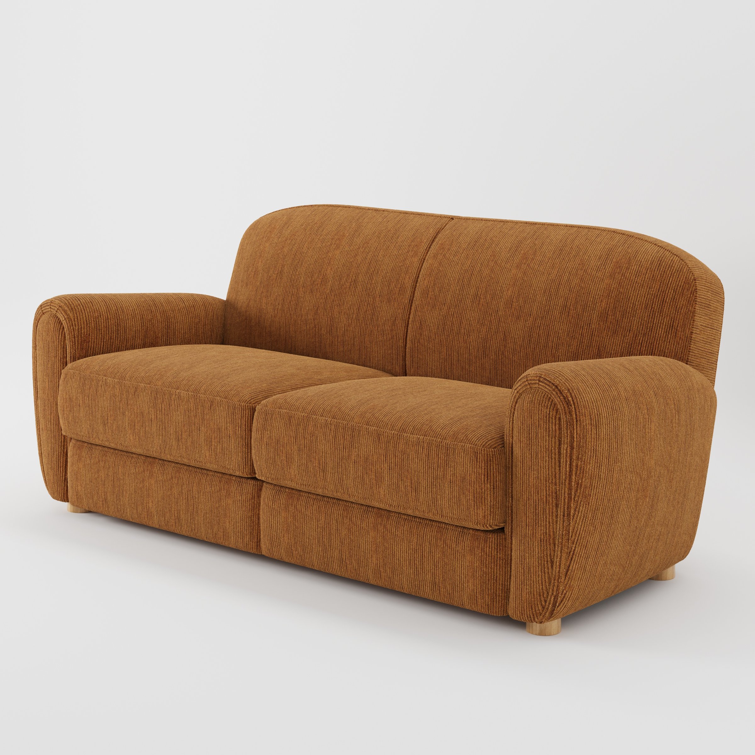Fergus sofa in Caldey Velvet Corduroy Tobacco shown at a diagonal angle highlighting arm profile and seat depth.