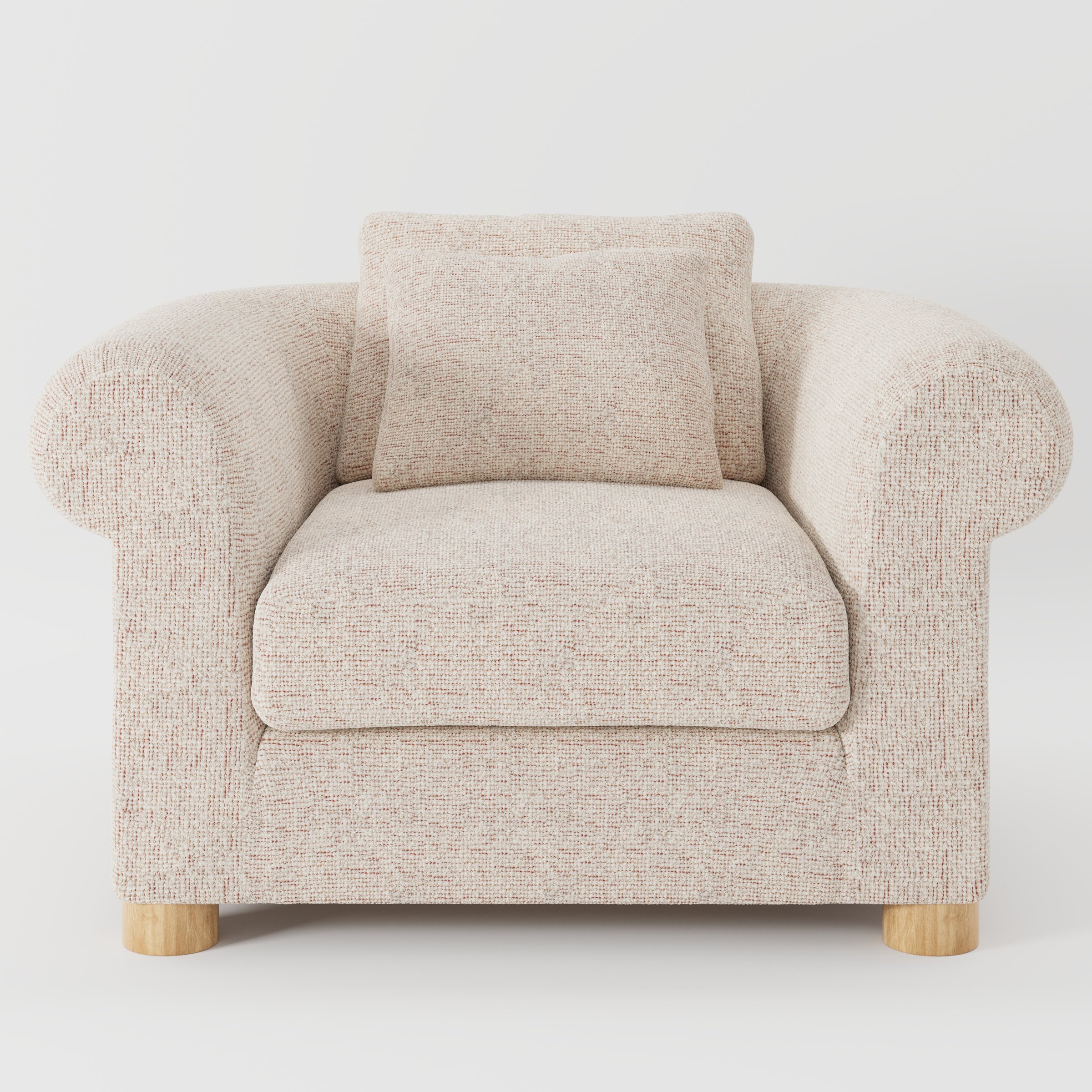 Windermere armchair in Orsay Boucle Cream and Copper shown front-on against a neutral studio backdrop.