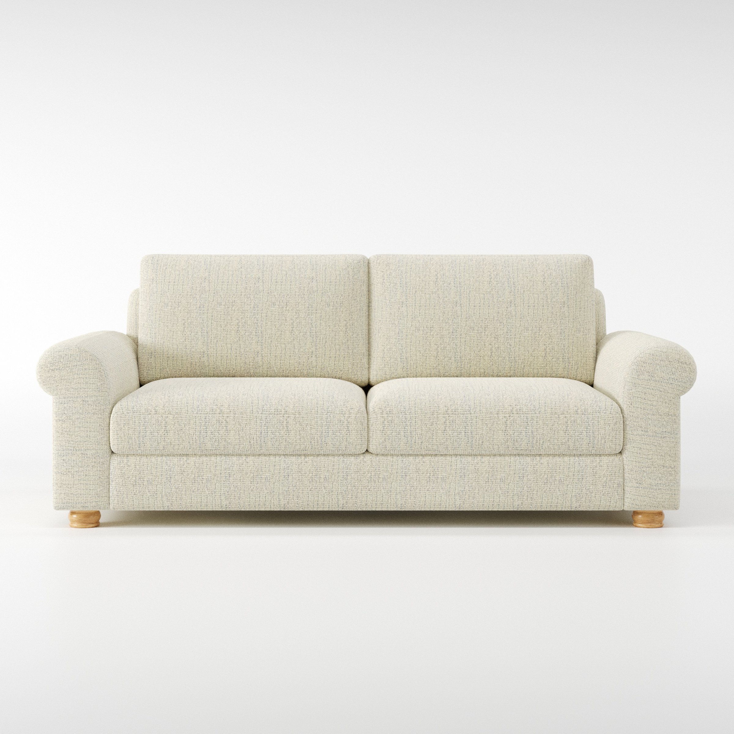 Anna Lee sofa in Orsay Boucle Cream and Marine shown front-on against a neutral studio backdrop.