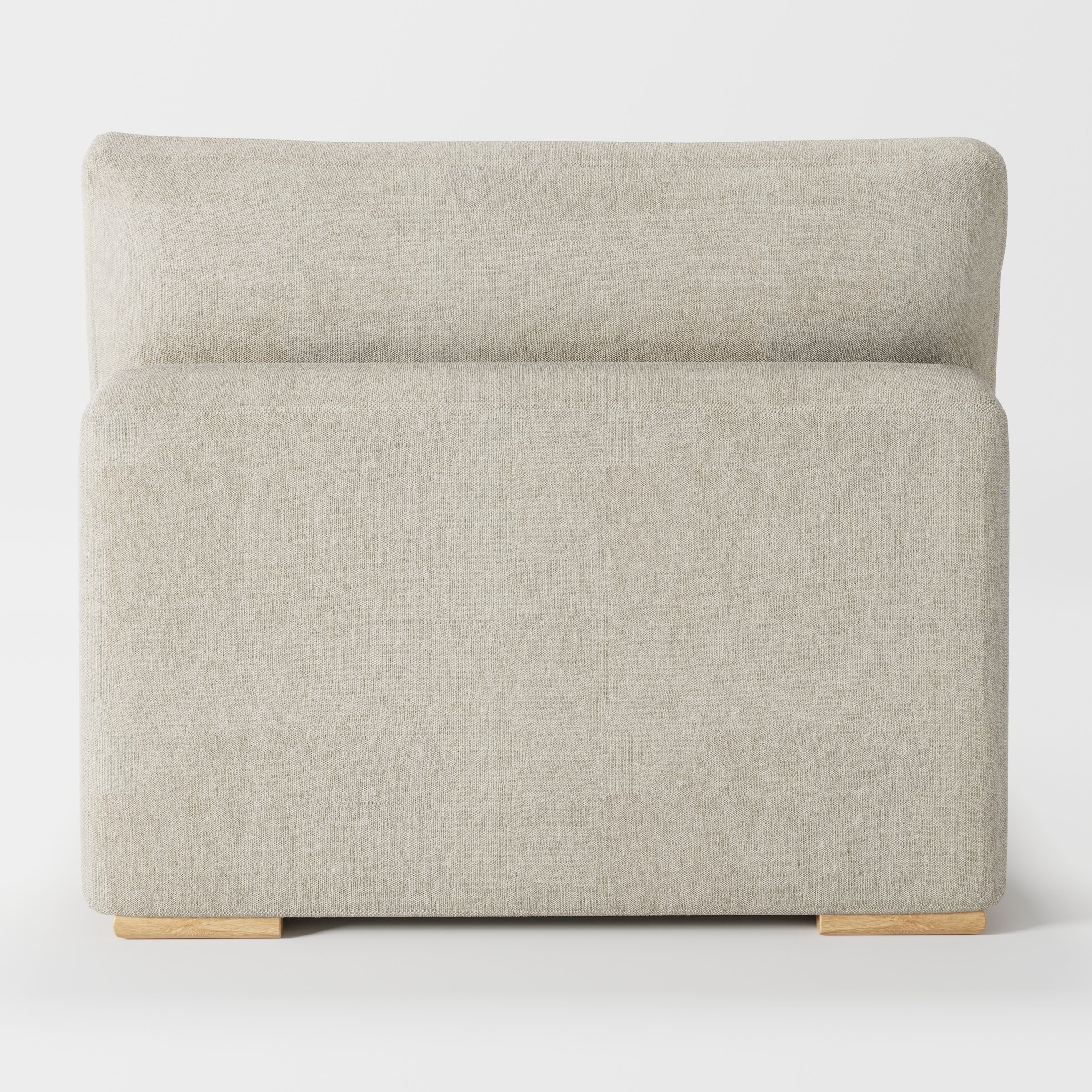 Olton single sofa unit in Alderney Linen Oatmeal shown from the back with a clean upholstered finish and timber feet.