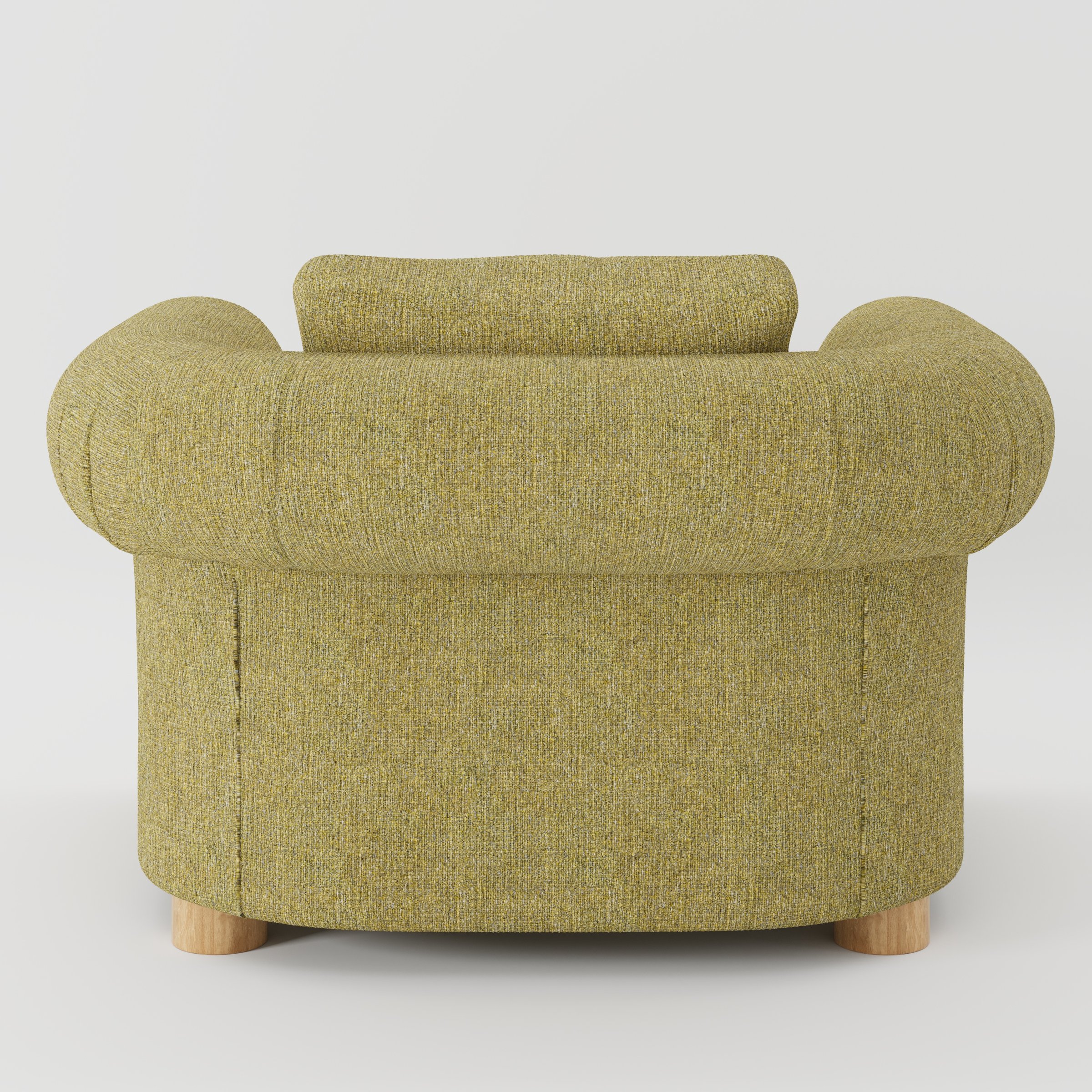Windermere armchair in Heyling Tweed Sencha shown from the rear highlighting loose covers and upholstery finish.