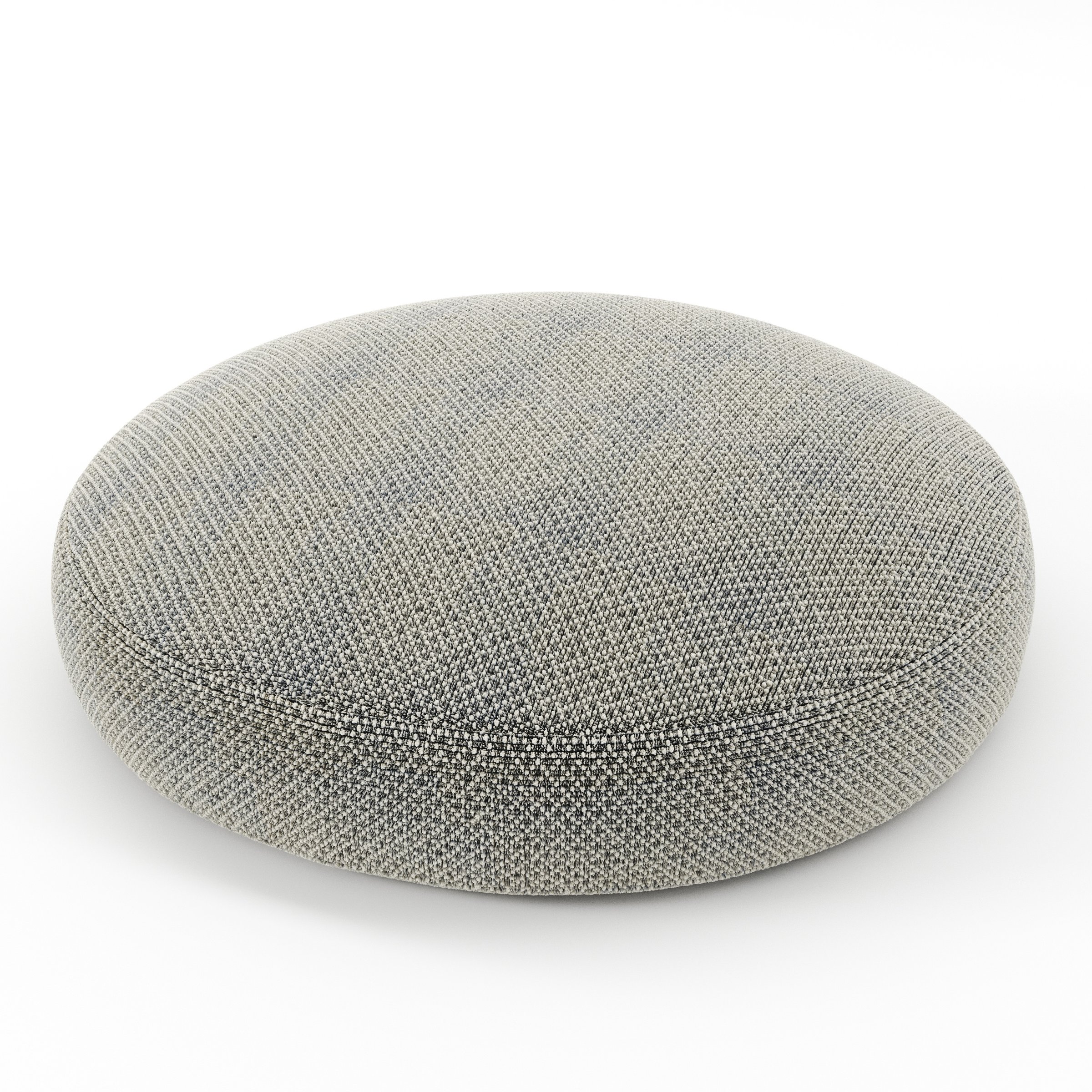 Halo cushion in Rousay Wool Blend Tar and Chalk, round simple cushion in speckled wool blend with contrasting dark and light tones, size 60cm x 8.75cm