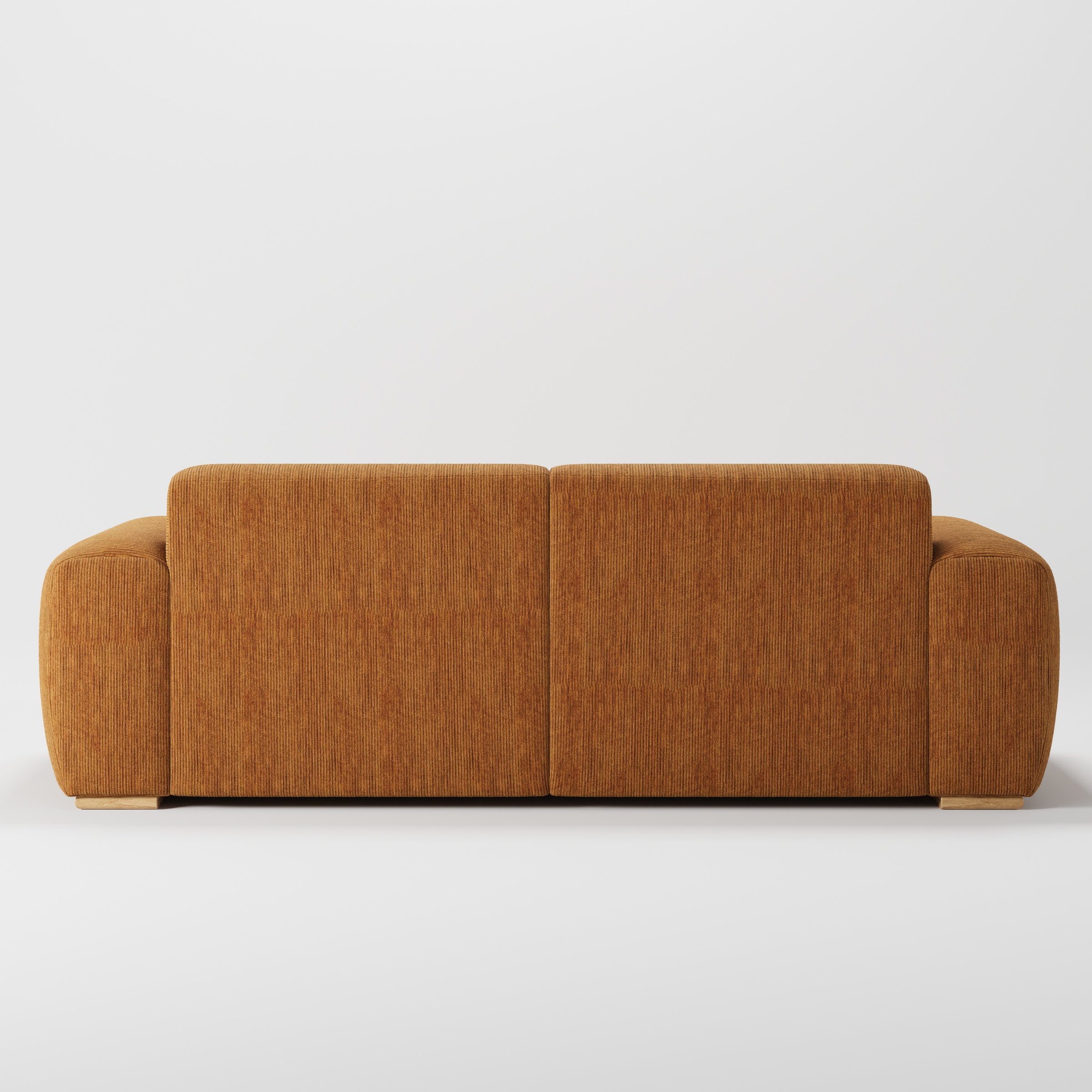 Darwell sofa in Caldey Velvet Corduroy Tobacco shown from the rear highlighting back cushions and upholstery finish.