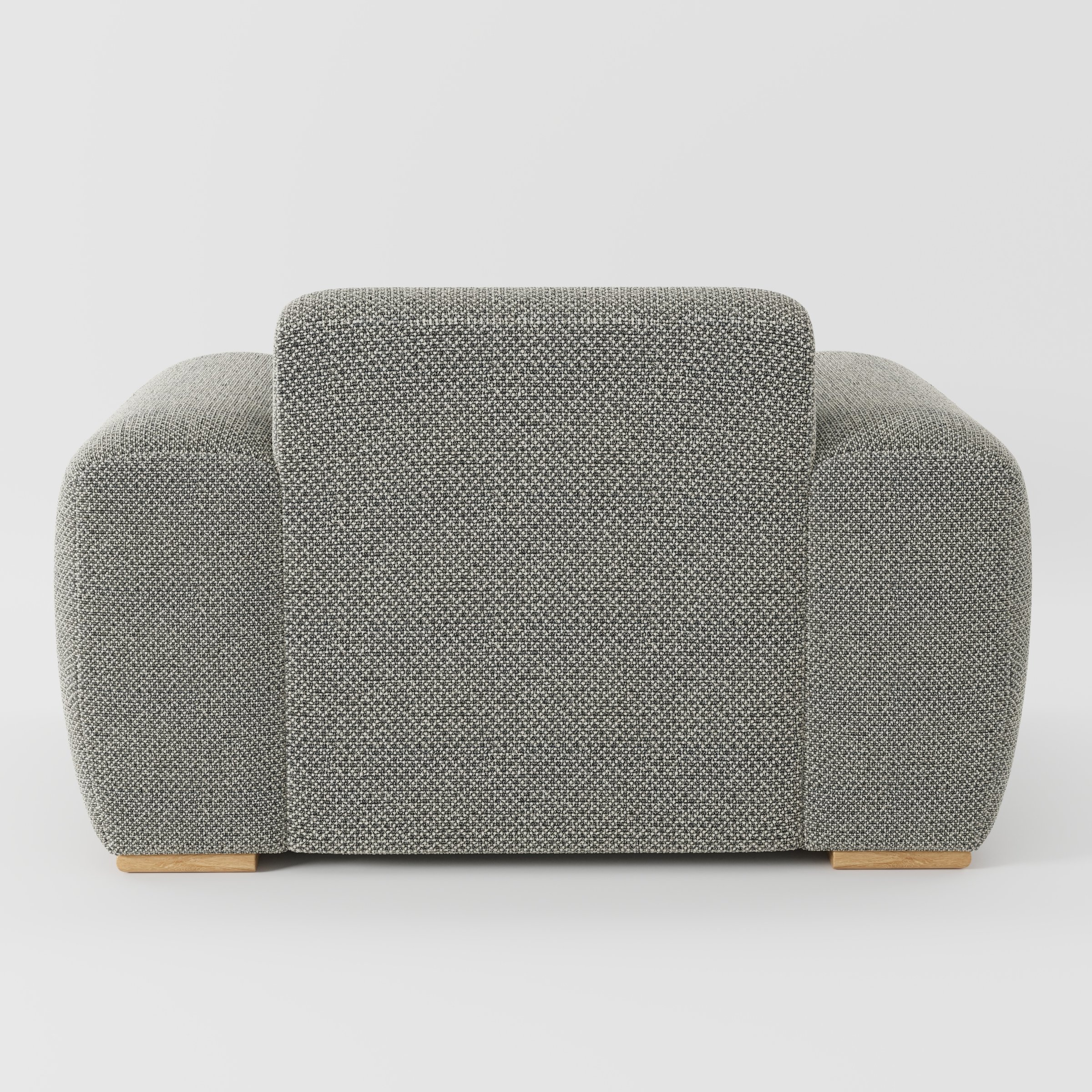 Darwell armchair in Rousay Wool Blend Tar and Chalk shown from the rear highlighting backrest shape and upholstery finish.