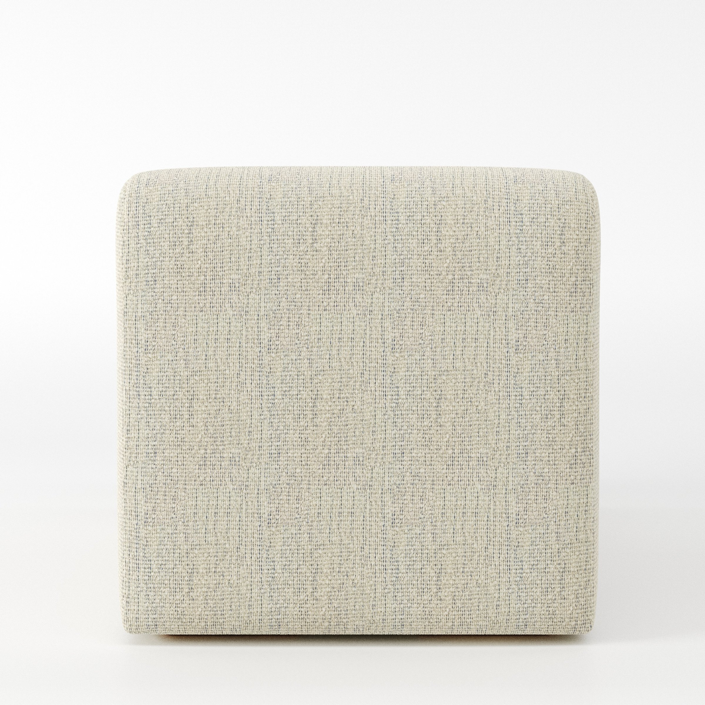 Drumquin modular sofa single unit in Orsay Bouclé Cream and Marine shown from the back with a smooth, softly curved silhouette.