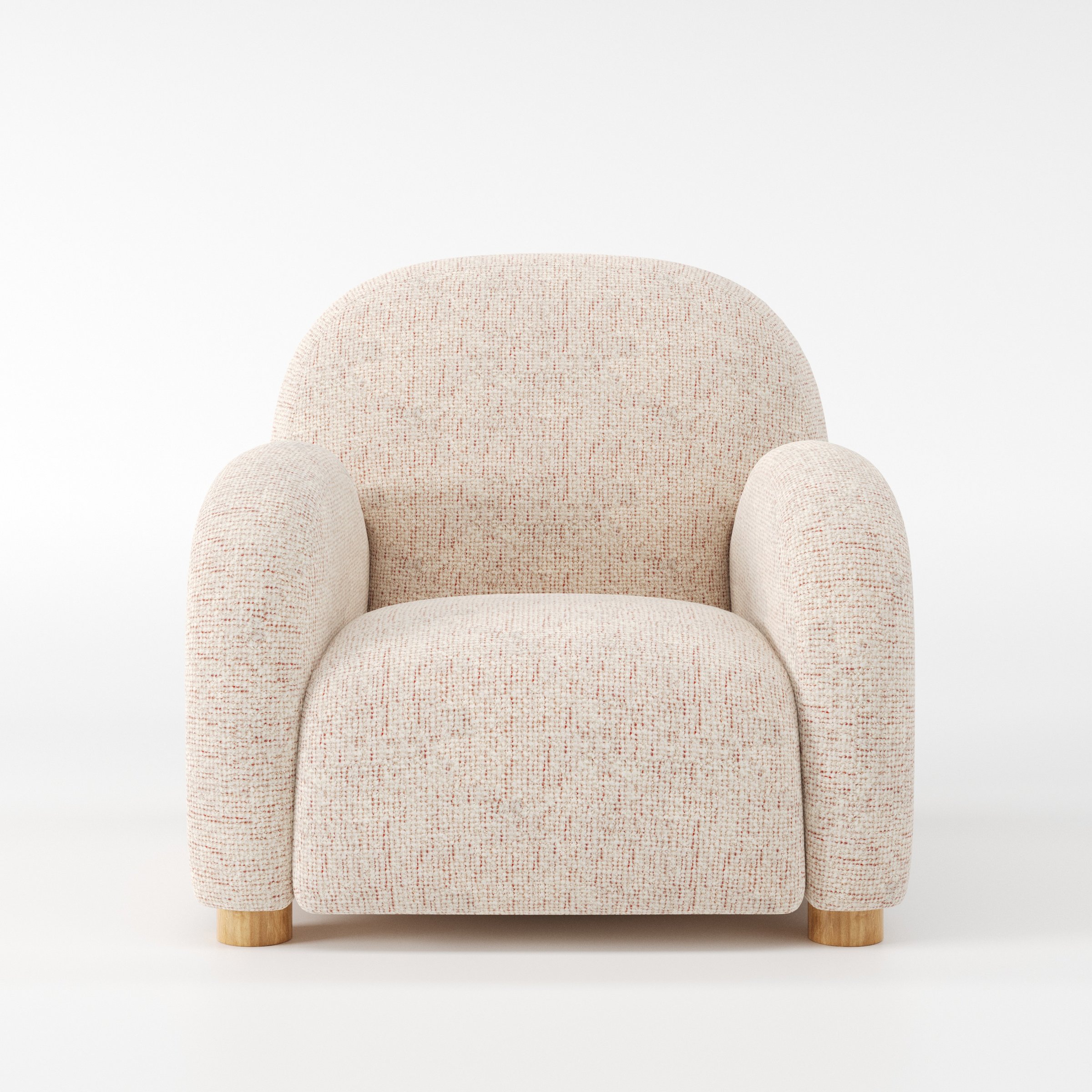 Awe armchair in Orsay Boucle Cream and Copper shown front-on against a neutral studio backdrop.