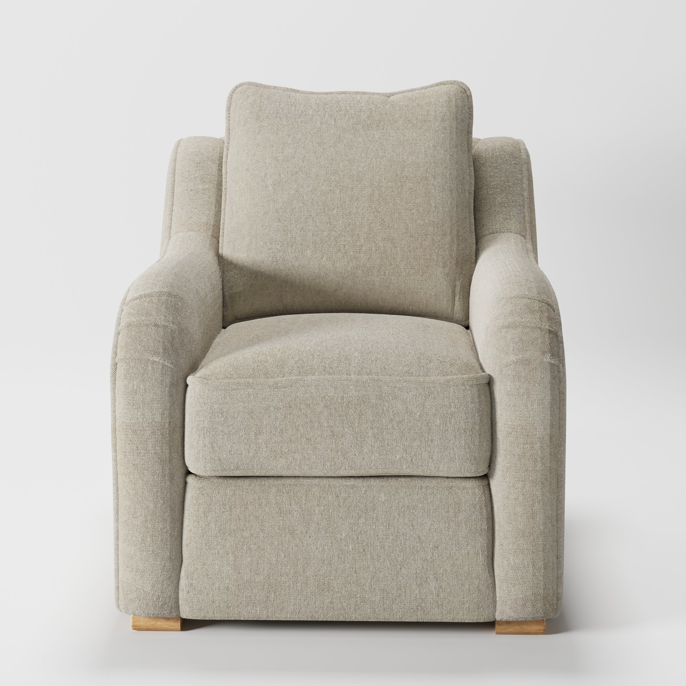 Cashel armchair in Alderney Linen Oatmeal shown front-on against a neutral studio backdrop.