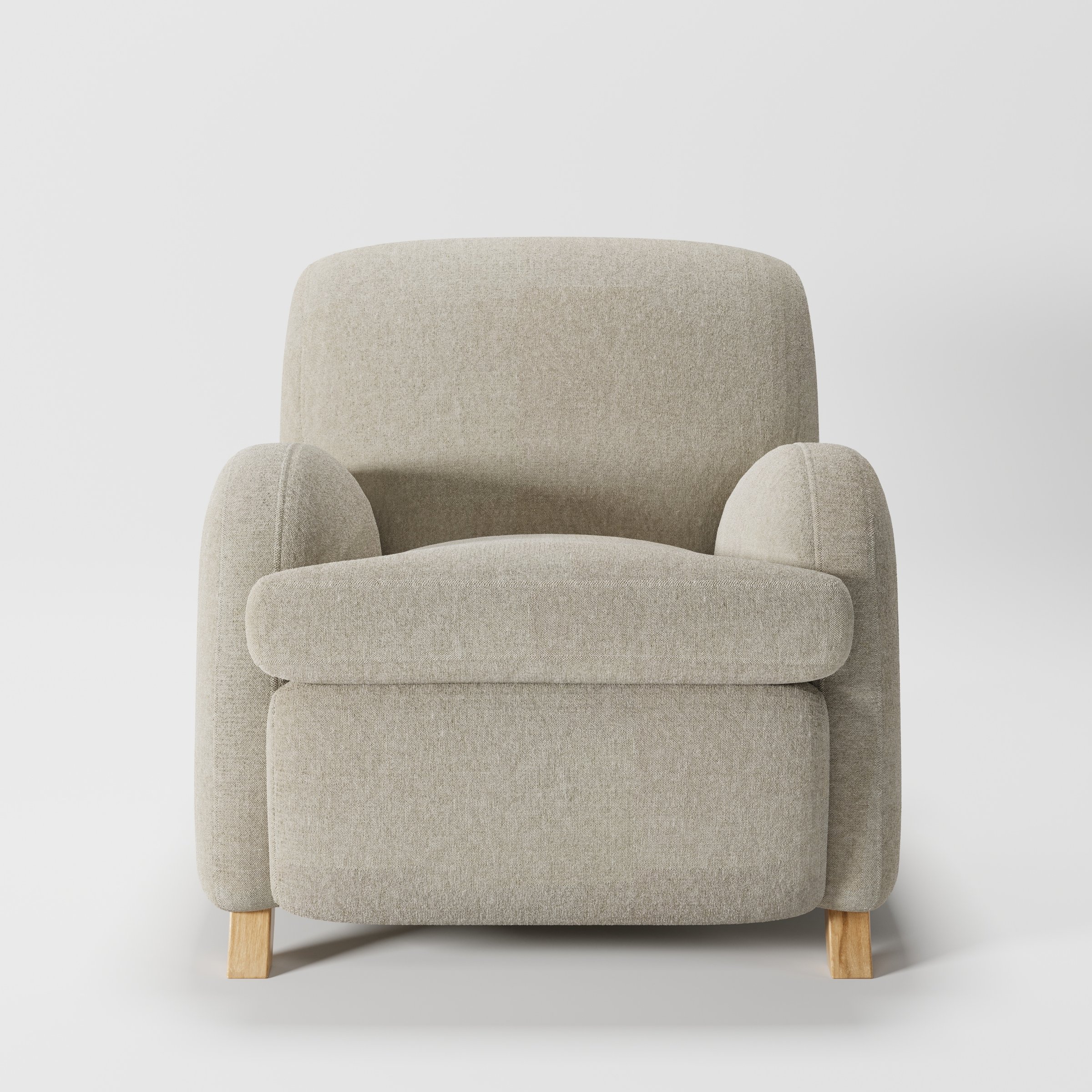 Rye armchair in Alderney Linen Oatmeal shown front-on against a neutral studio backdrop.