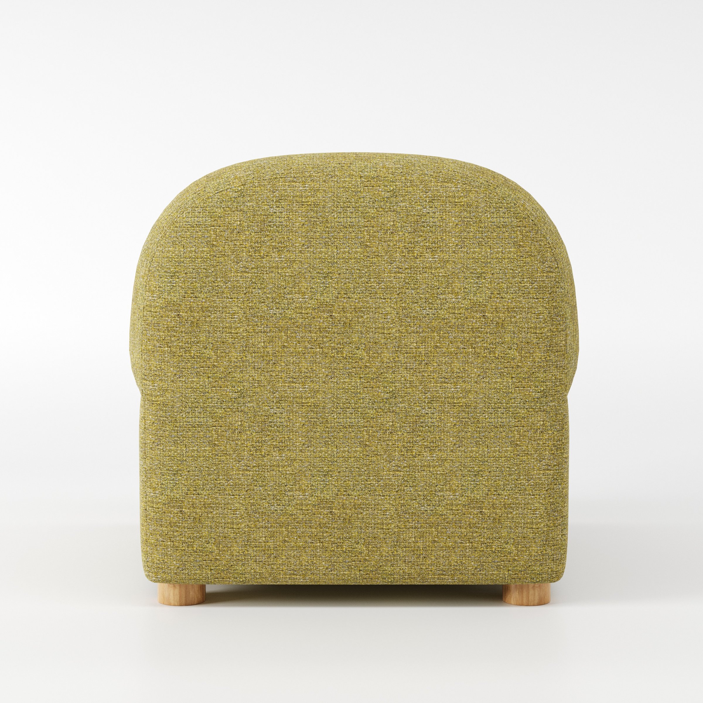 Awe armchair in Heyling Tweed Sencha shown from the rear highlighting backrest shape and upholstery finish.