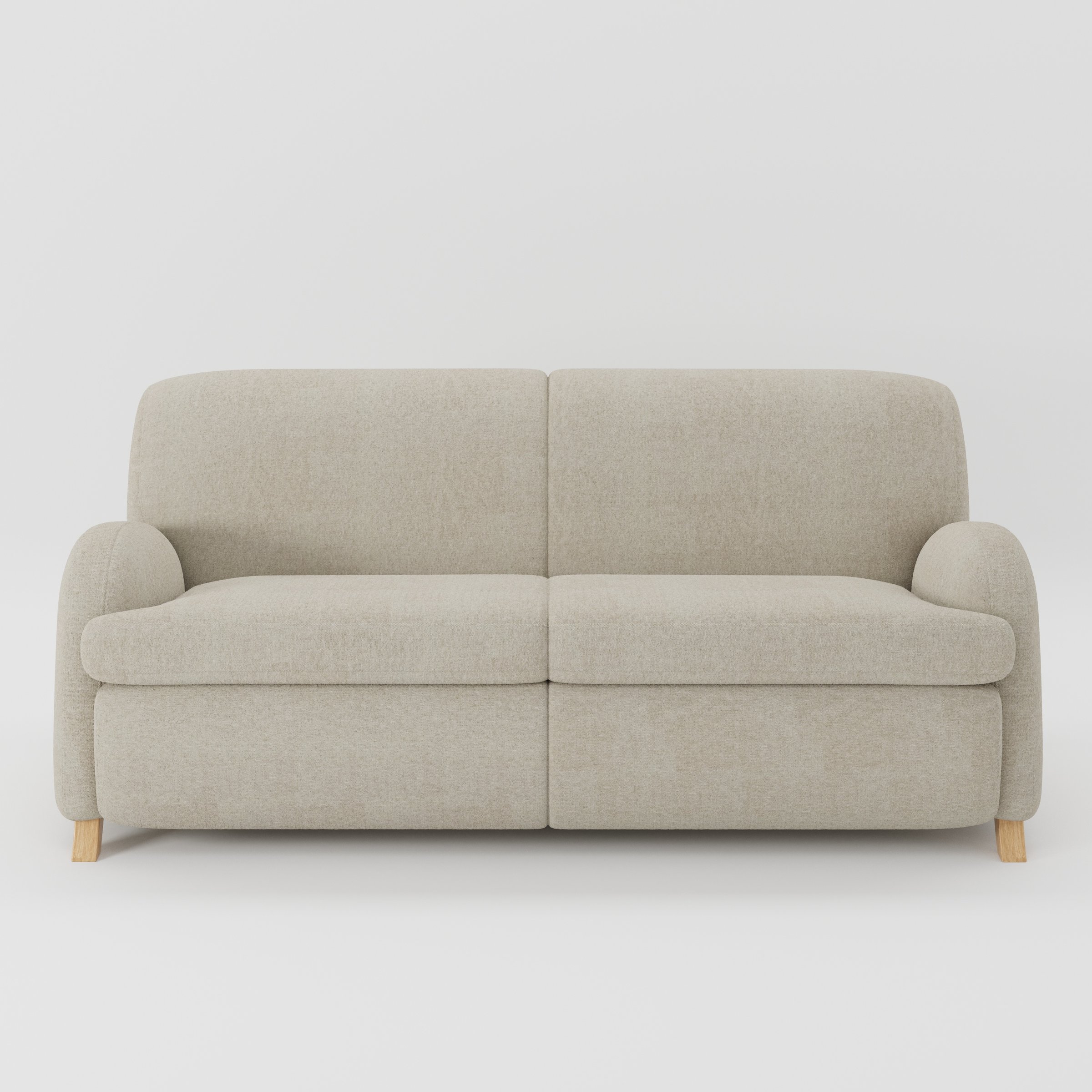 Rye sofa in Alderney Linen Oatmeal shown front-on against a neutral studio backdrop.