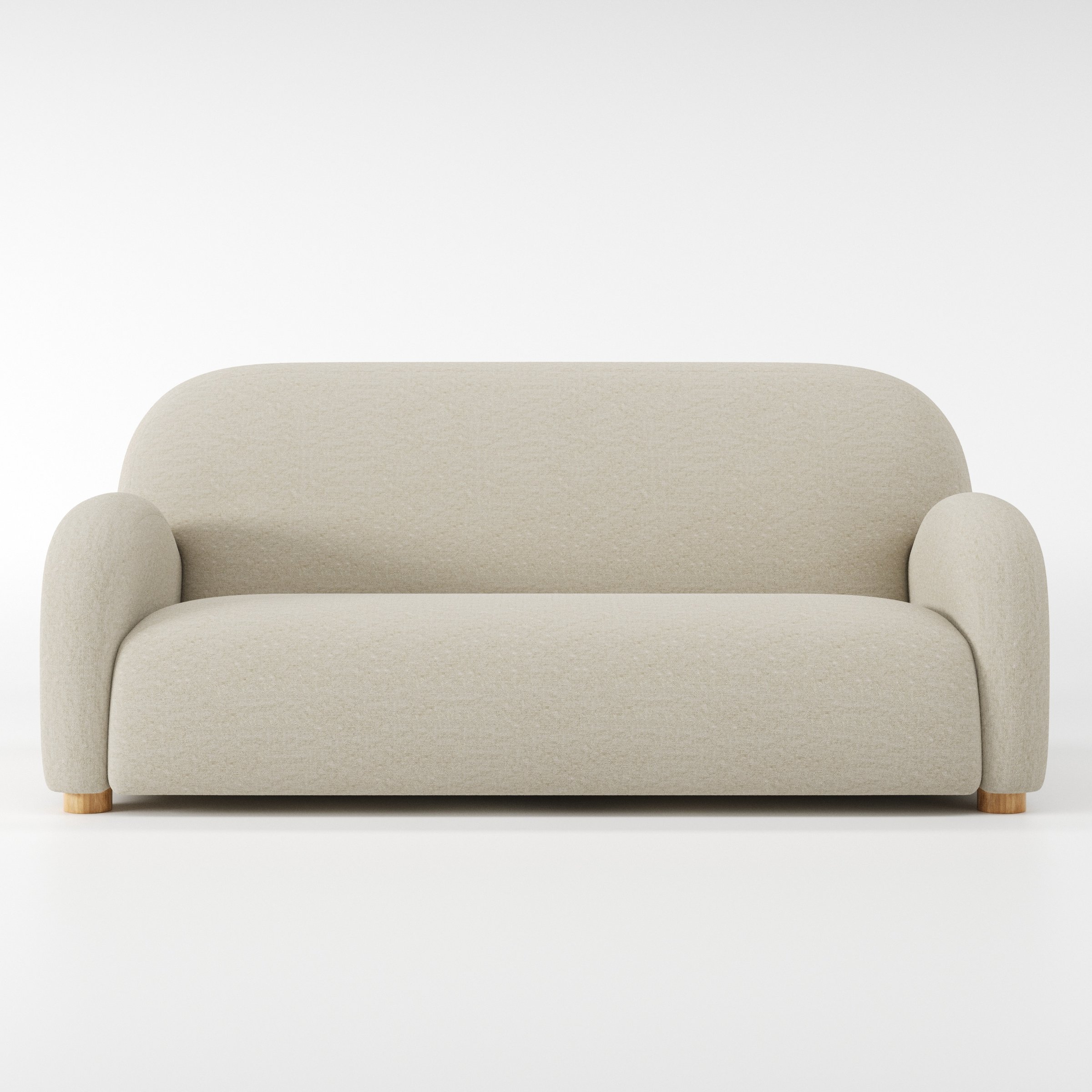 Awe sofa in Alderney Linen Oatmeal shown front-on against a neutral studio backdrop.