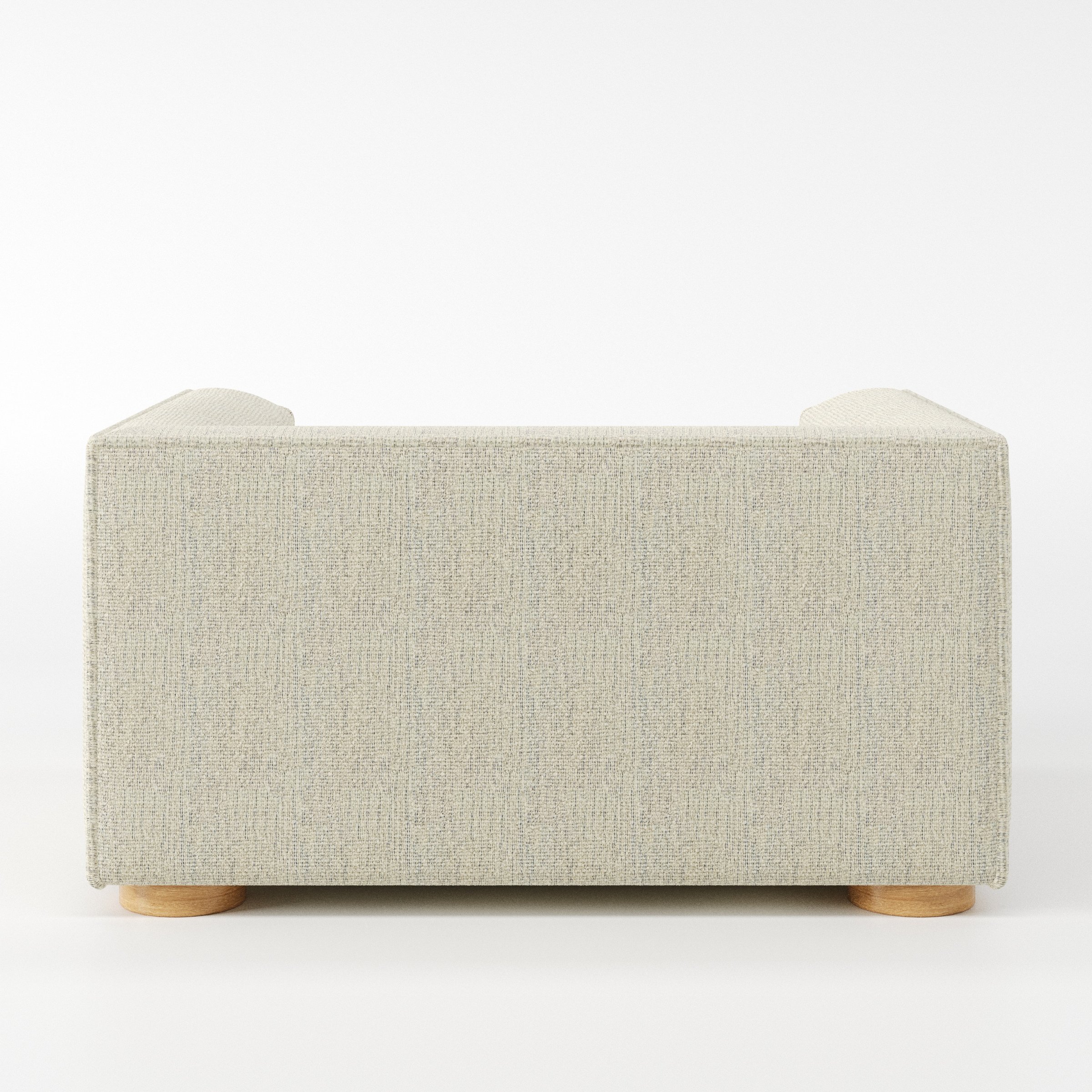Feale armchair in Orsay Boucle Cream and Marine shown from the rear highlighting backrest shape and upholstery finish.