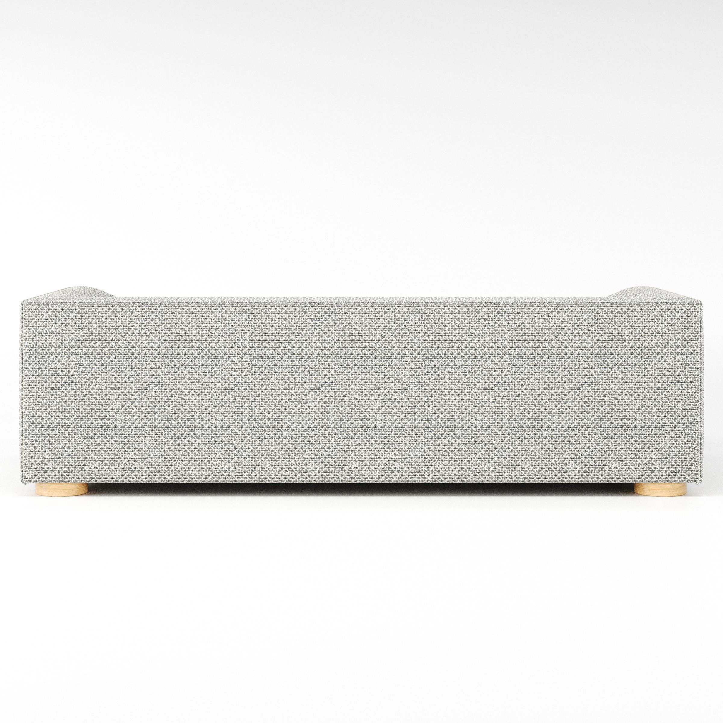 Feale sofa in Rousay Wool Blend Tar and Chalk shown from the rear highlighting back cushions and upholstery finish.