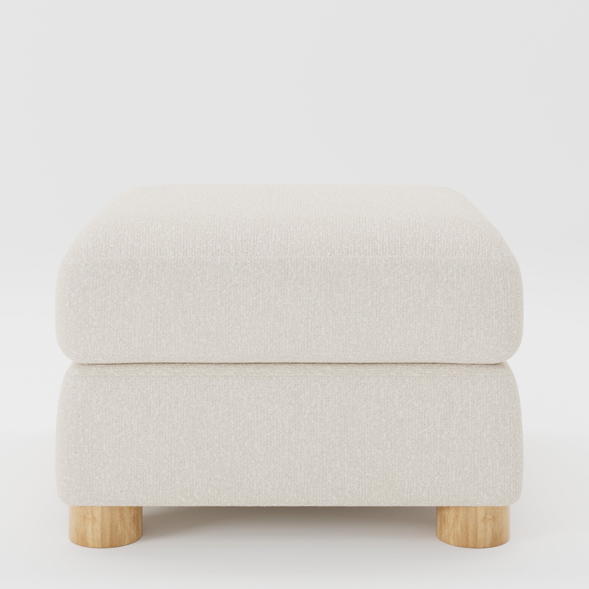 Windermere footstool in Kilda Boucle Cream shown front-on against a neutral studio backdrop.