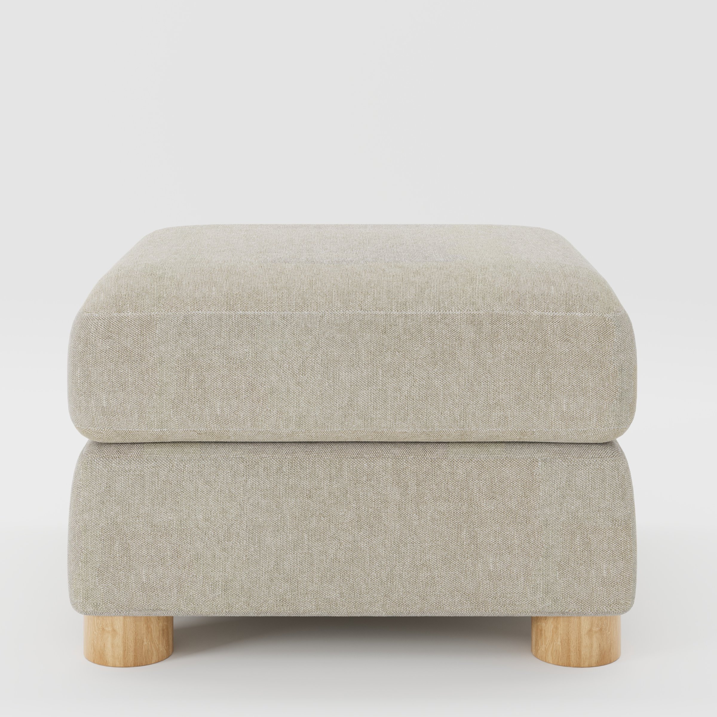 Windermere footstool in Alderney Linen Oatmeal shown front-on against a neutral studio backdrop.