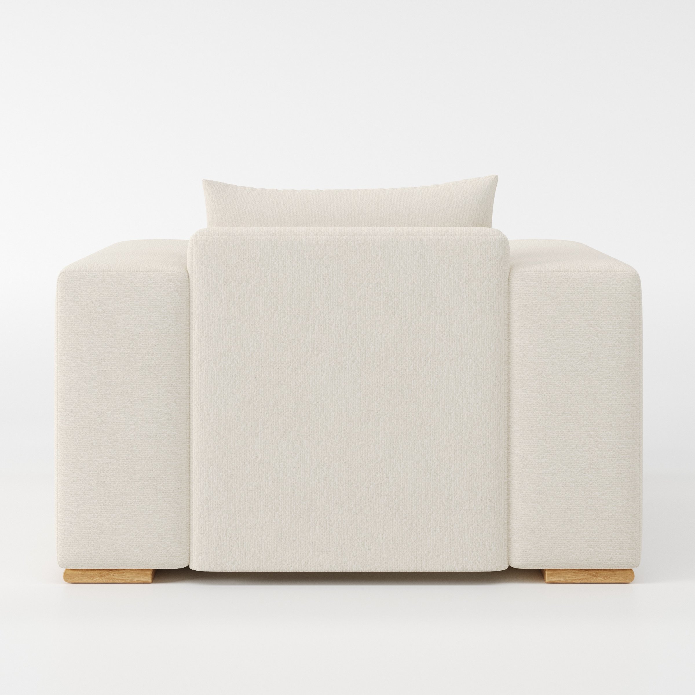 Fane armchair in Kilda Boucle Cream shown from the rear highlighting backrest shape and upholstery finish.