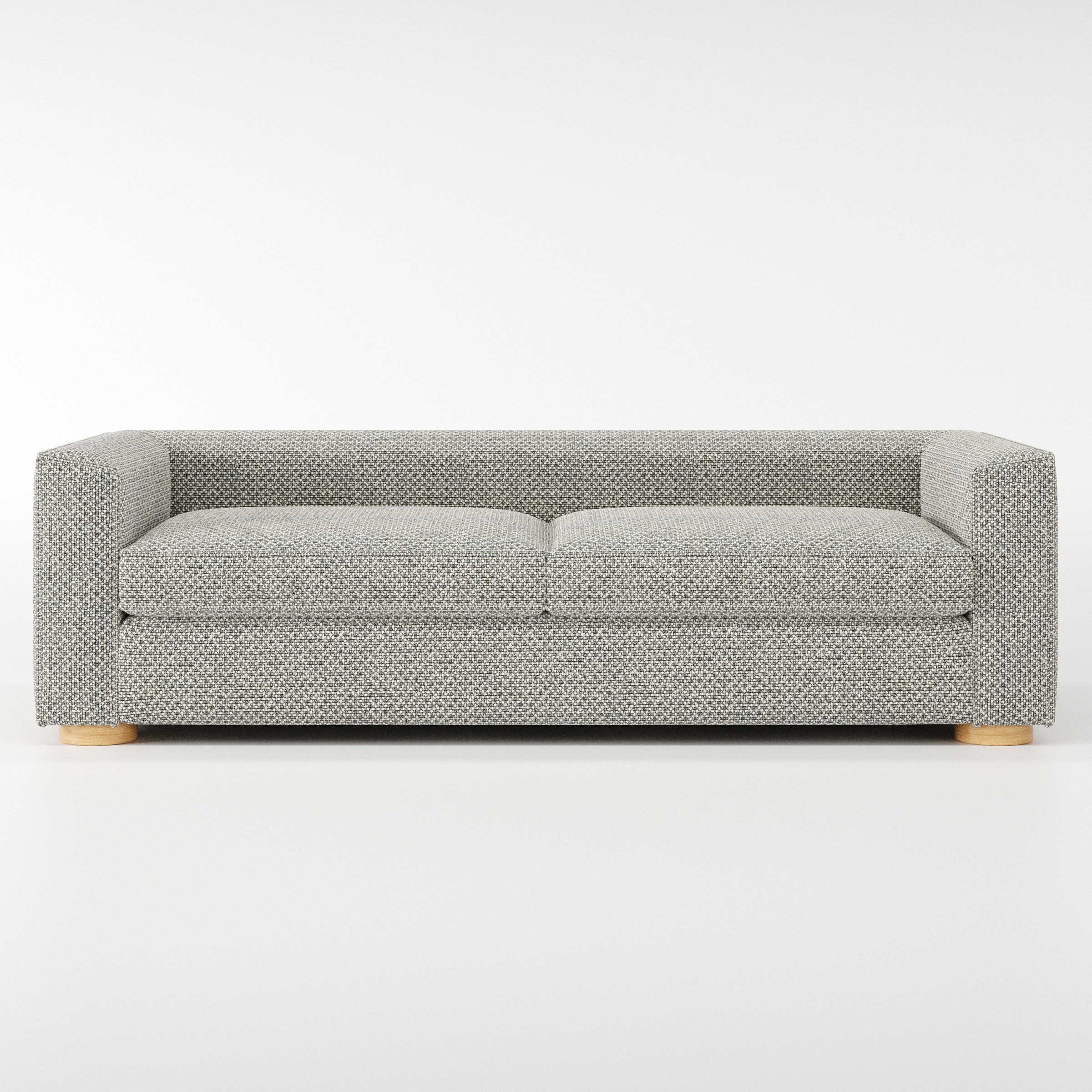 Feale sofa in Rousay Wool Blend Tar and Chalk shown front-on against a neutral studio backdrop.