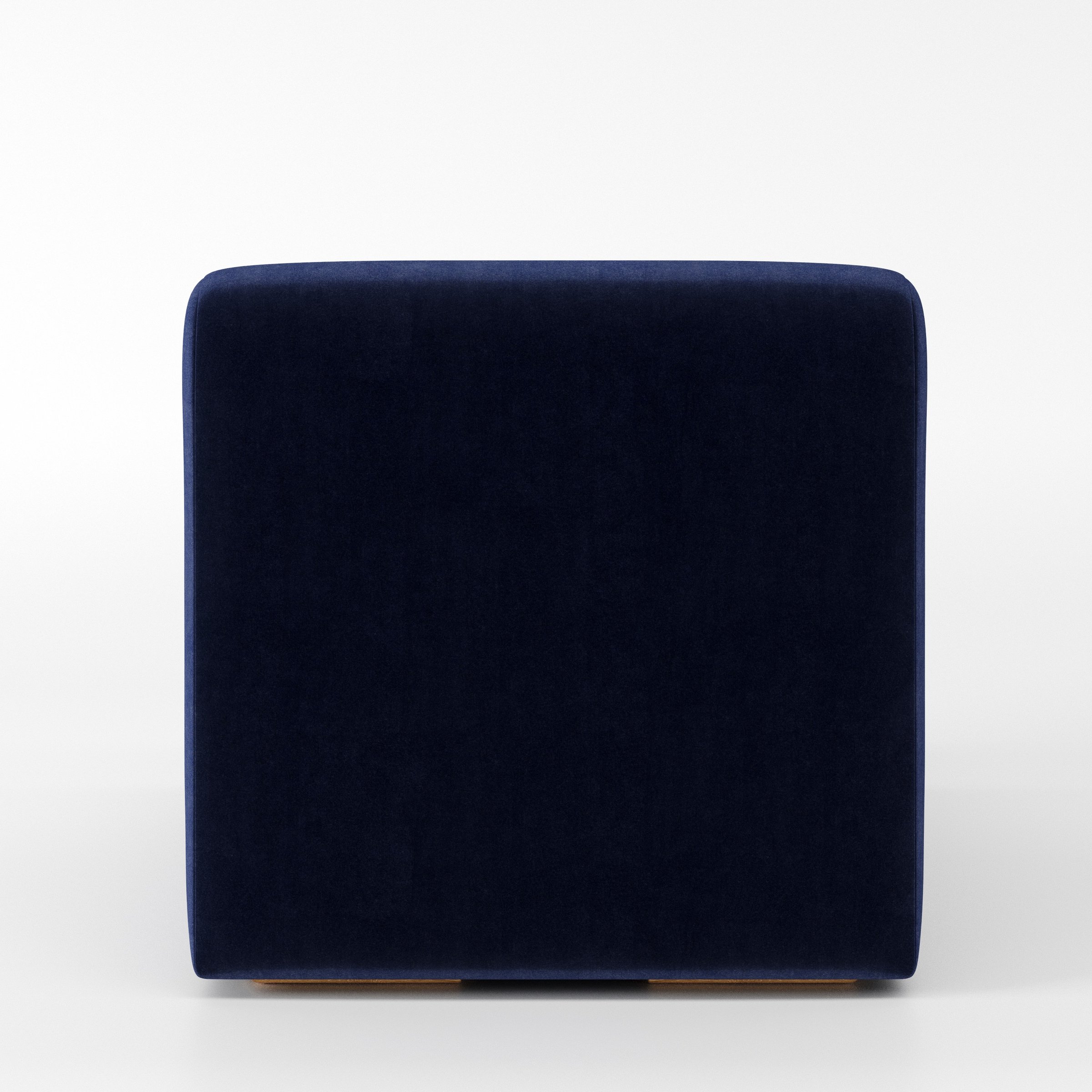 Drumquin modular sofa single unit in Noss Velvet Navy shown from the back with a smooth, softly curved silhouette.