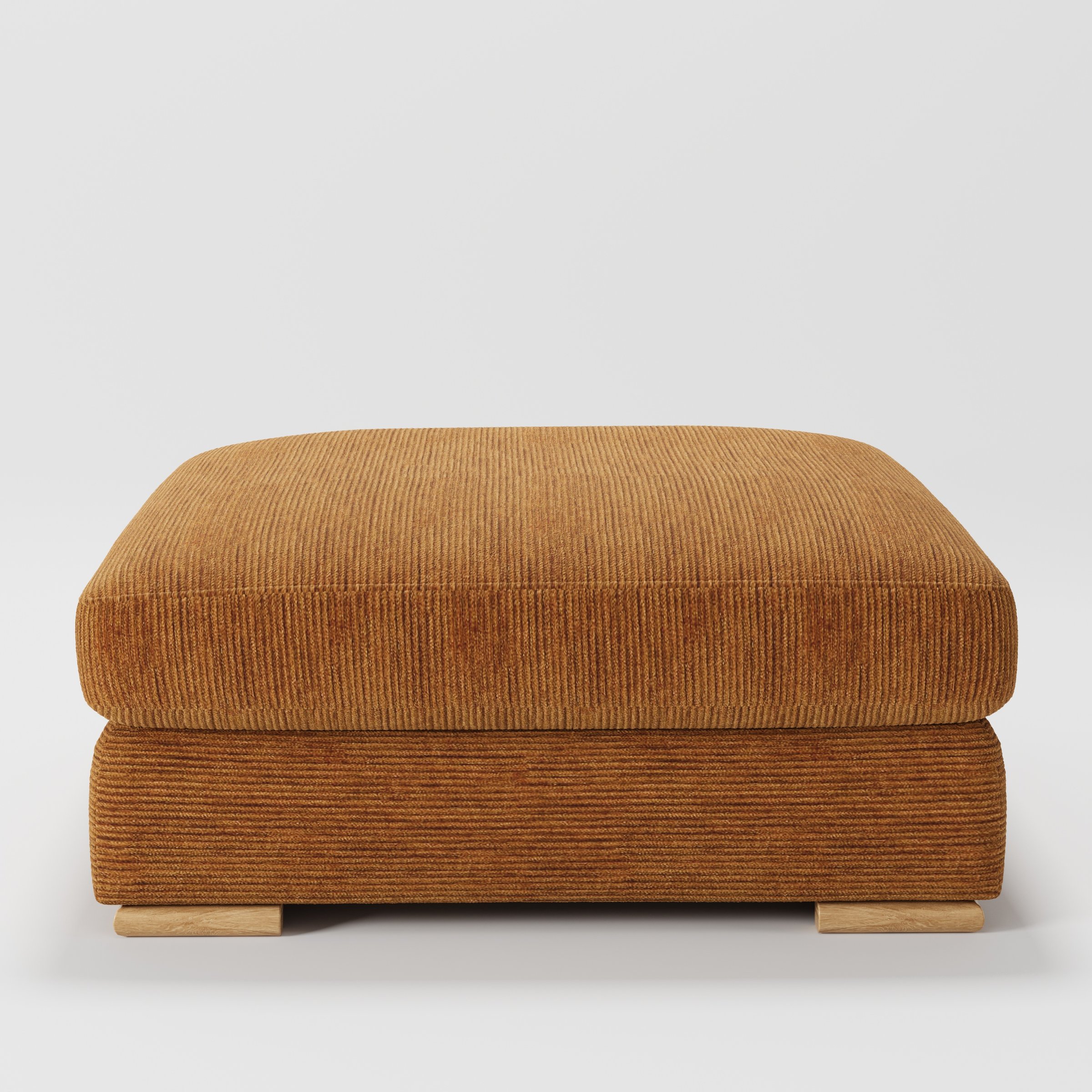 Olton footstool in Caldey Velvet Corduroy Tobacco shown front-on against a neutral studio backdrop.