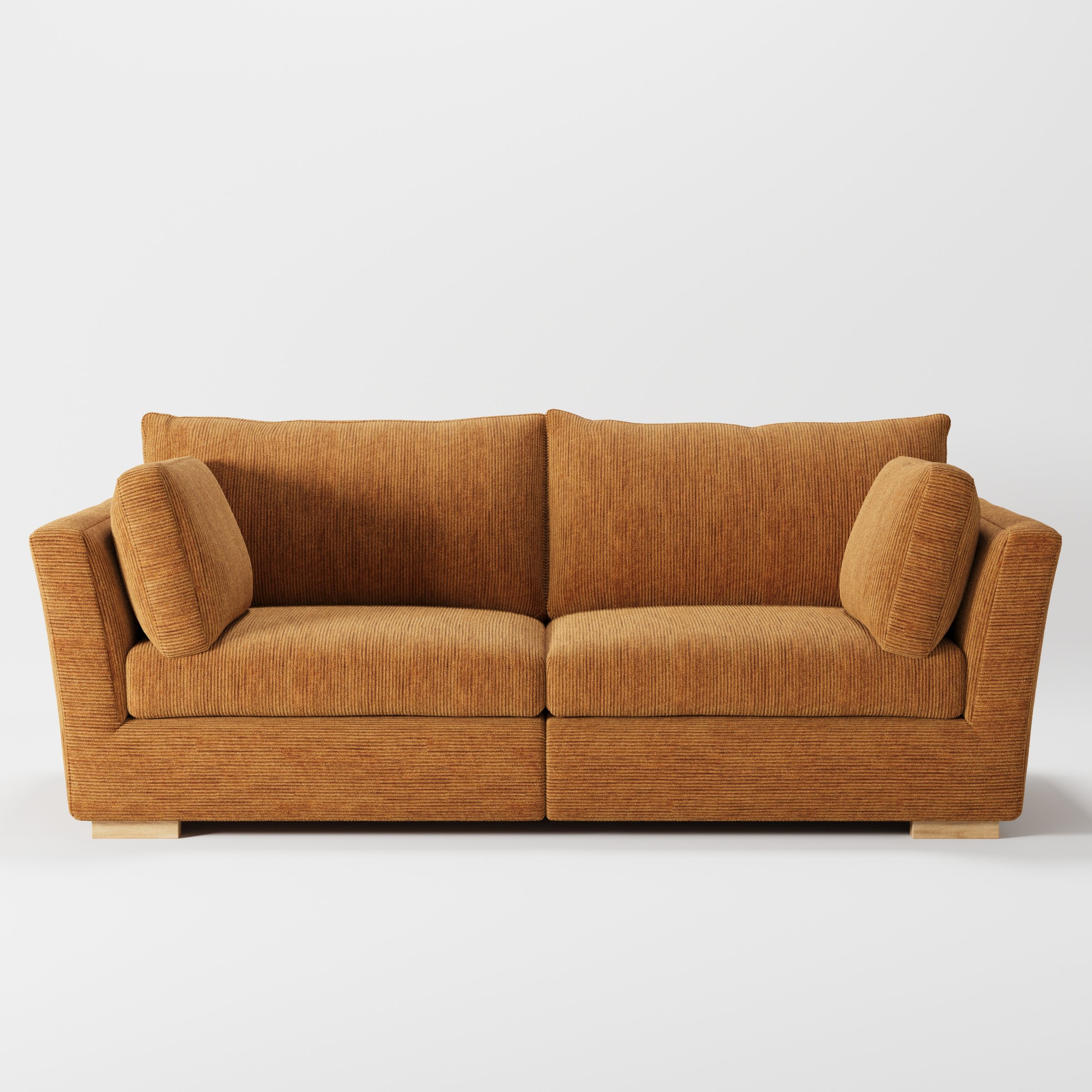 Stowe sofa in Caldey Velvet Corduroy Tobacco shown front-on against a neutral studio backdrop.