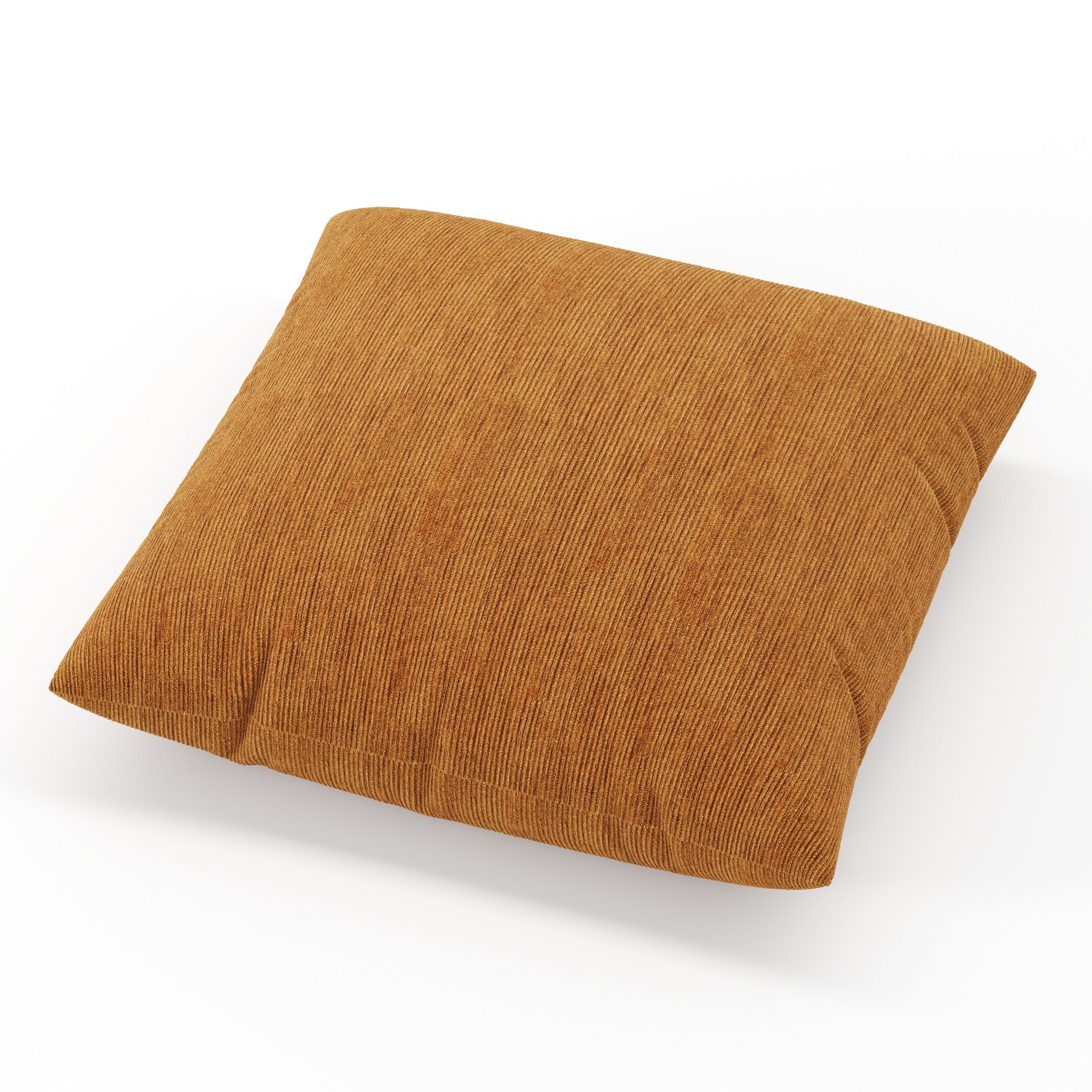 Block cushion in Caldey Velvet Corduroy Tobacco, square simple cushion in warm tobacco corduroy velvet with clean edges and soft structure, size 60cm x 60cm
