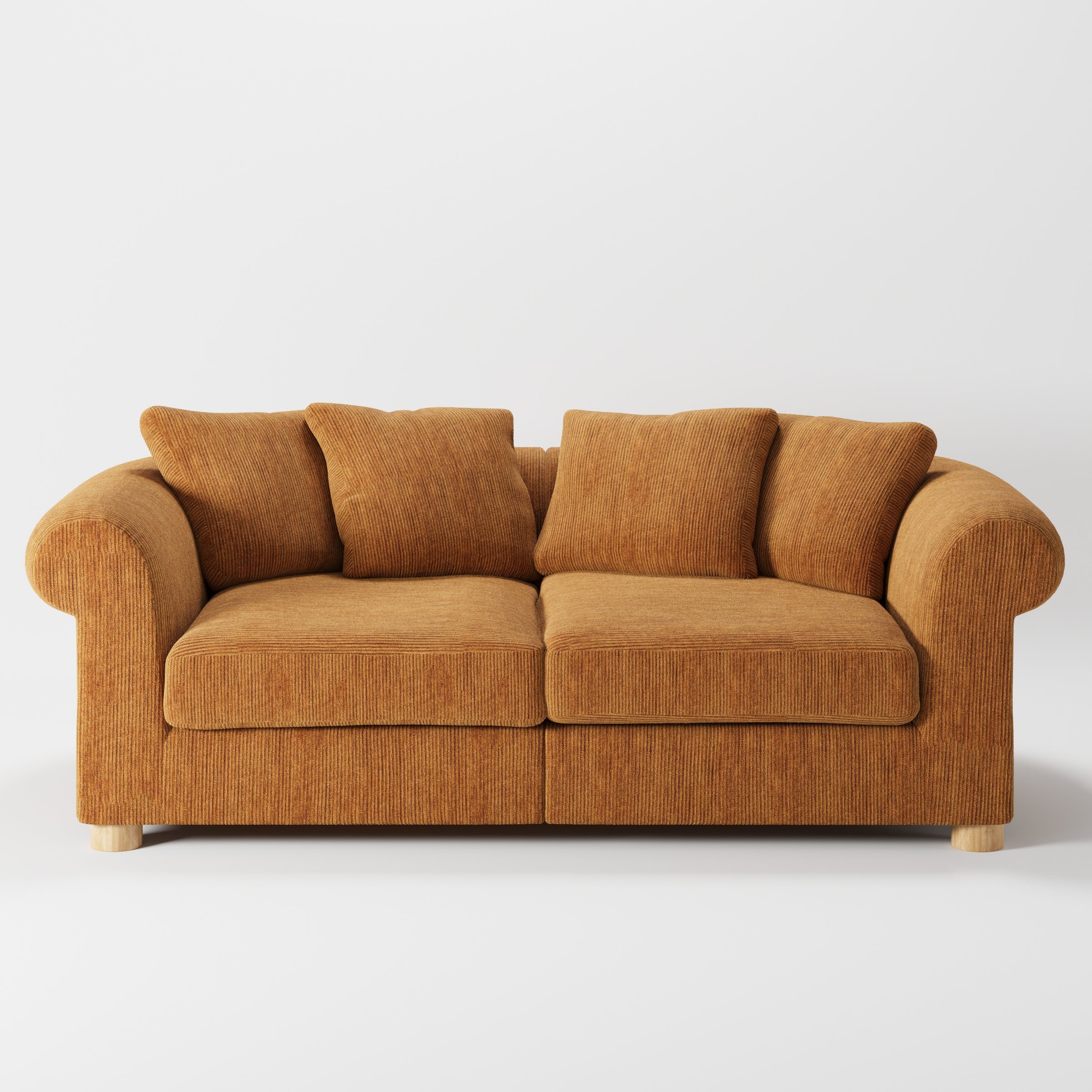 Windermere sofa in Caldey Velvet Corduroy Tobacco shown front-on against a neutral studio backdrop.