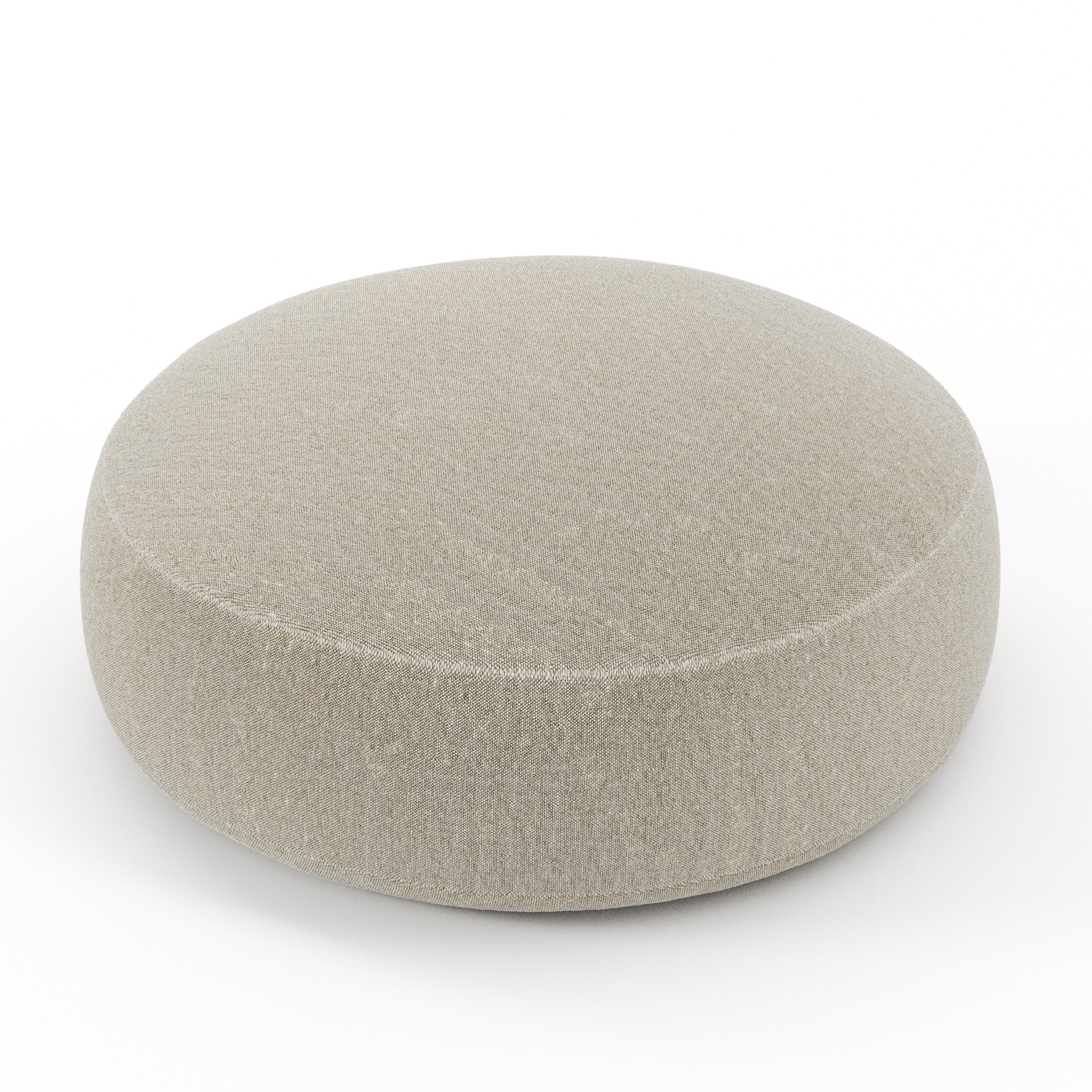 Halo cushion in Alderney Linen Oatmeal, round simple cushion in natural oatmeal linen with soft curved edges, size 40cm x 8.75cm