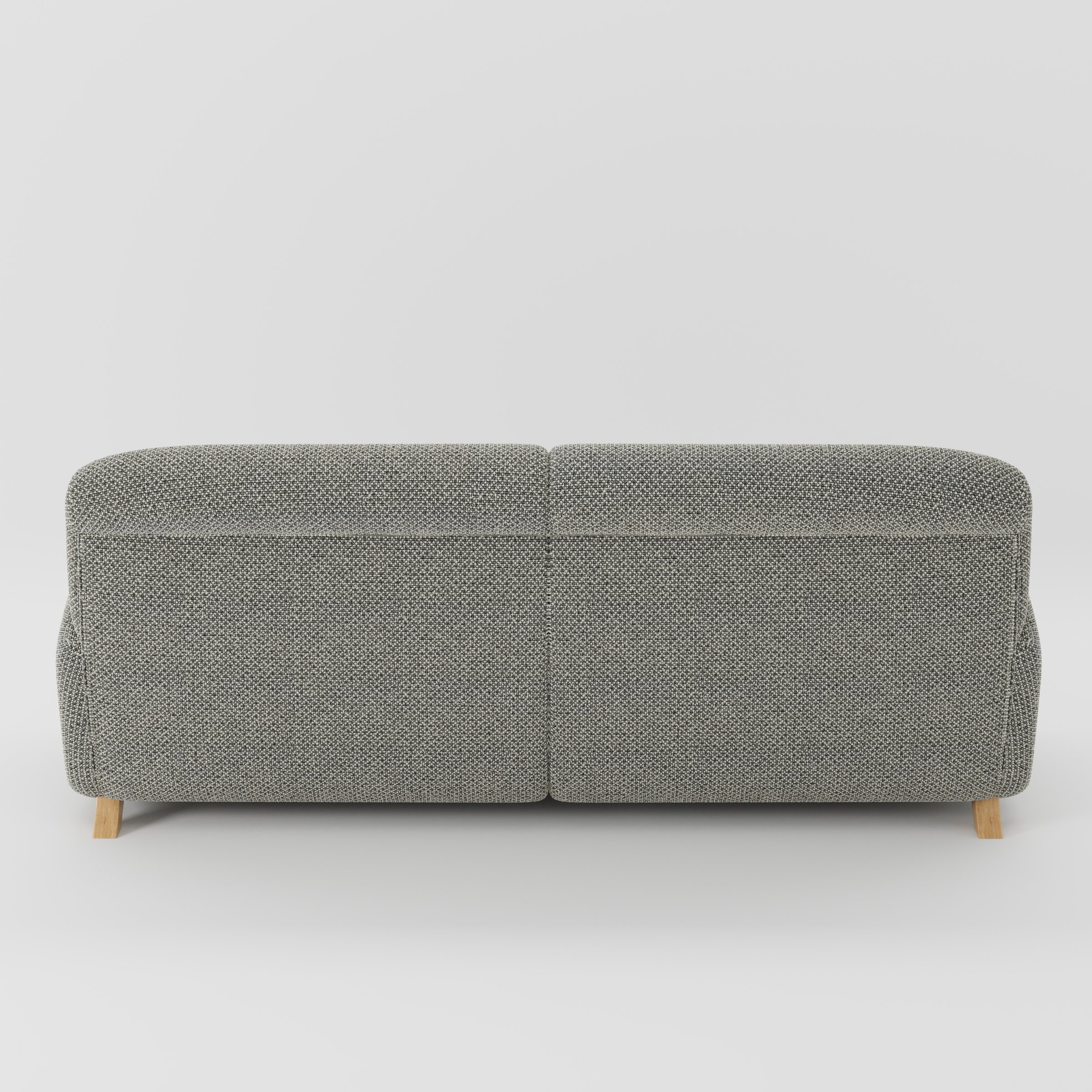 Rye sofa in Rousay Wool Blend Tar and Chalk shown from the rear highlighting back cushions and upholstery finish.