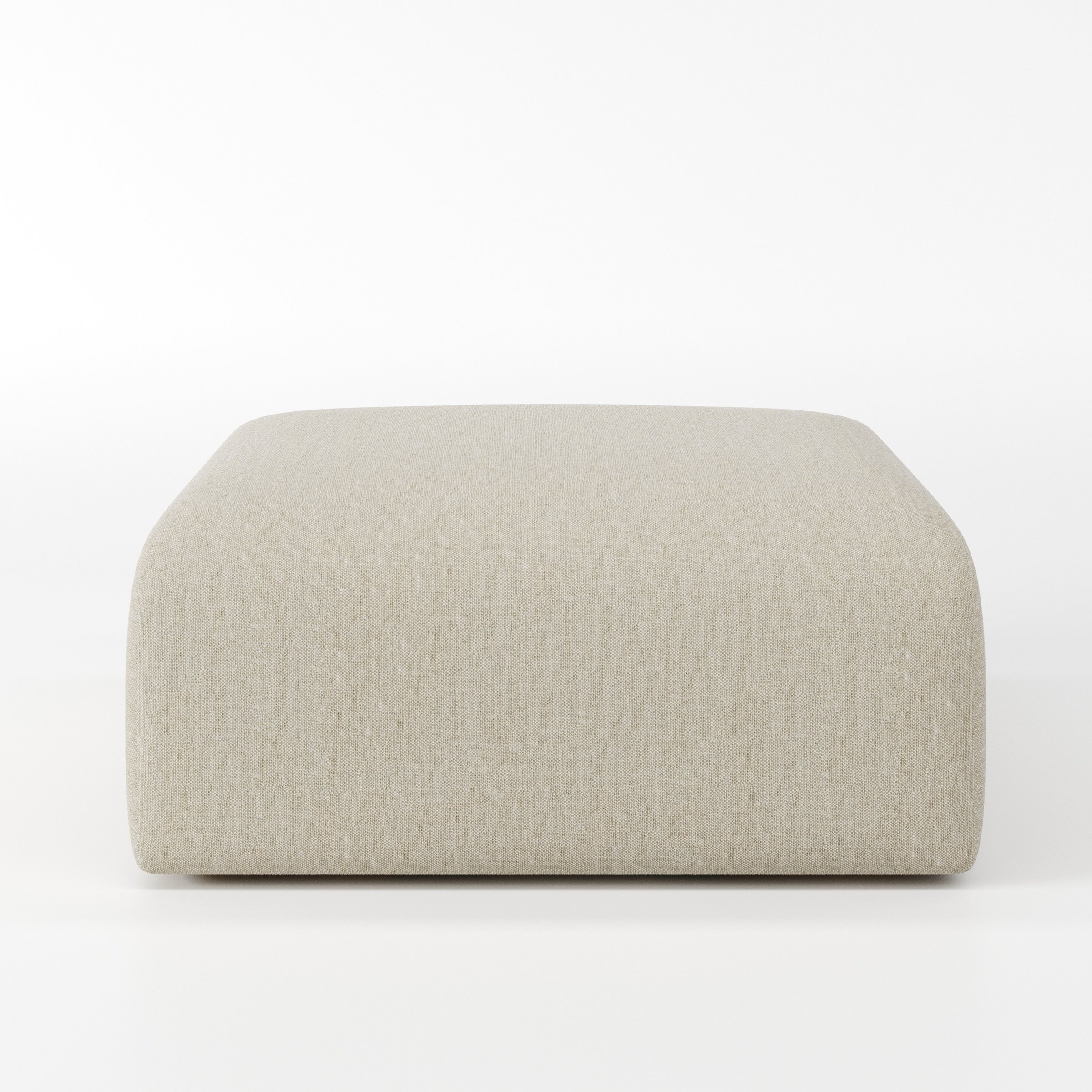 Drumquin footstool in Alderney Linen Oatmeal shown front-on against a neutral studio backdrop.