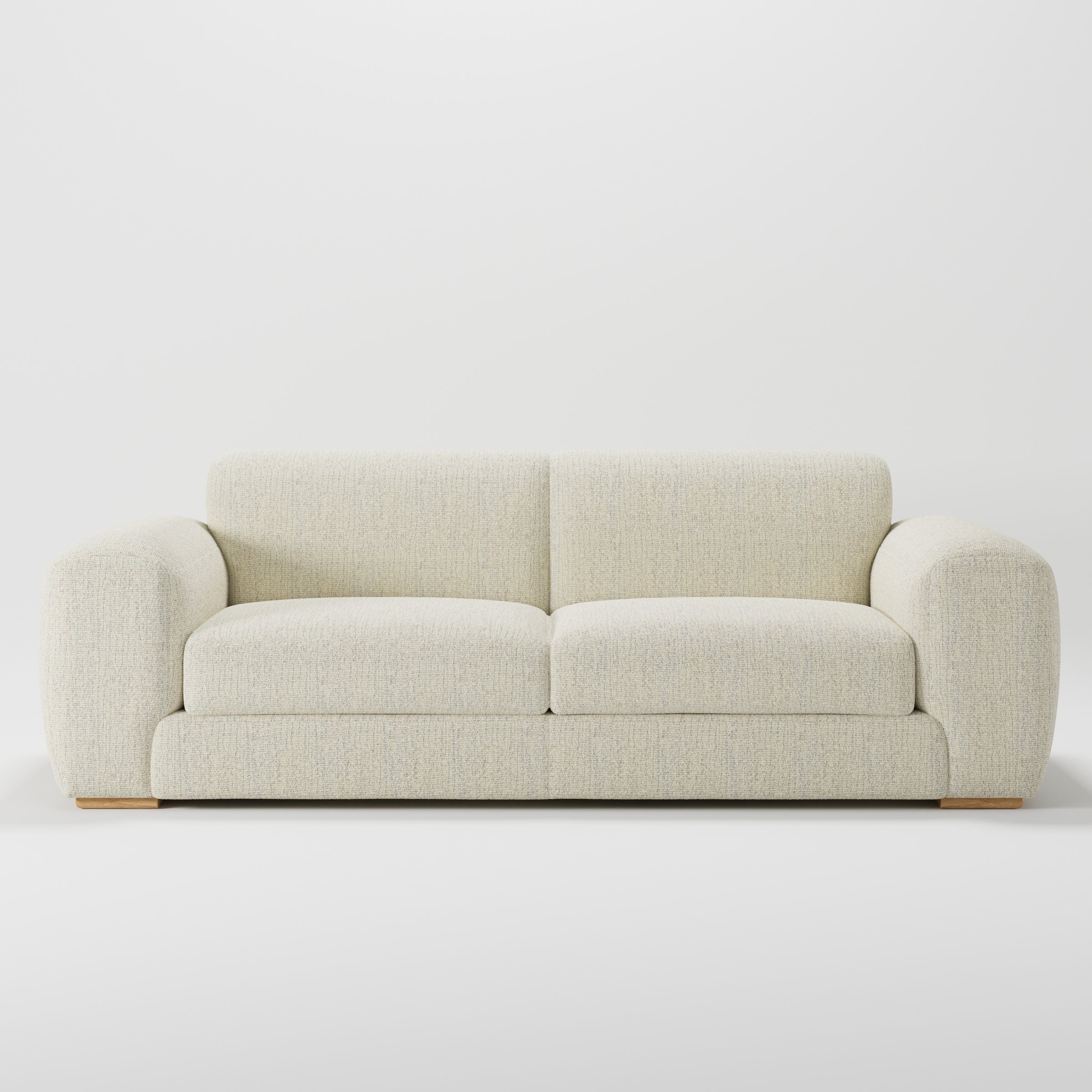 Darwell sofa in Orsay Boucle Cream and Marine shown front-on against a neutral studio backdrop.